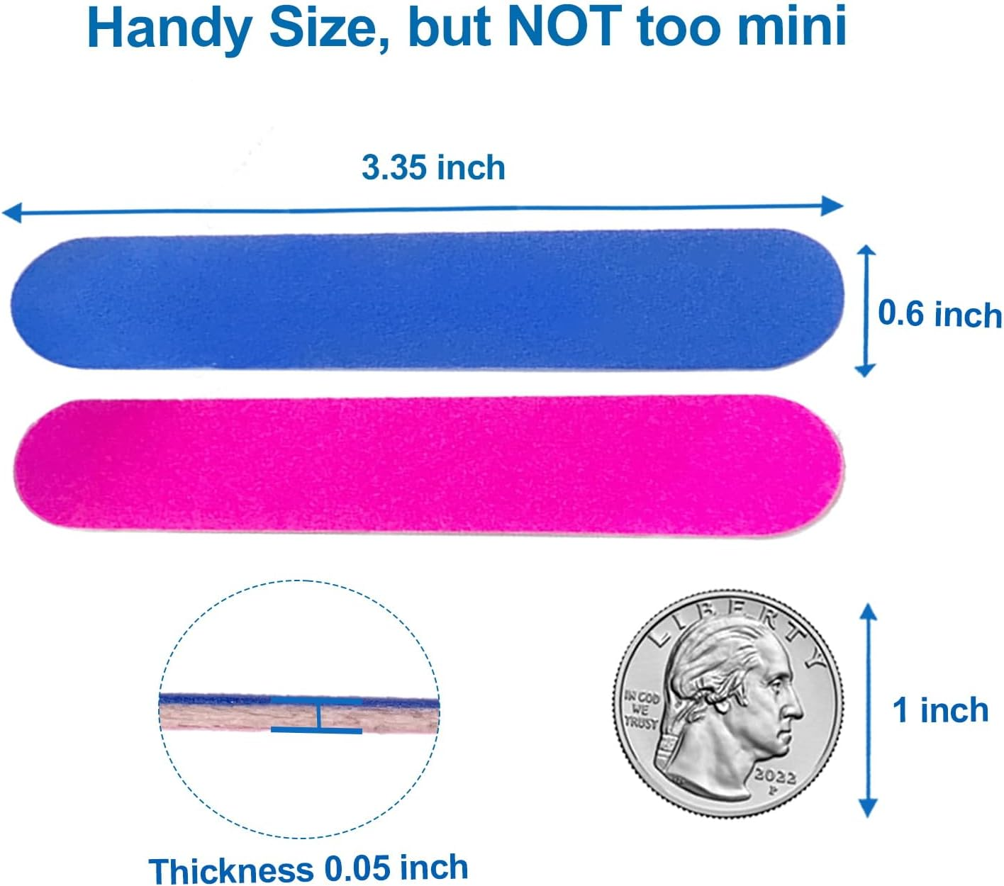 200 Pcs Emery Boards for Nails, Nail Files for Nature Nails Small Disposable Double Sided Colorful Nail File Bulk for Home Salon Travel Size Mini Manicure Kit for Men Women Kids Wood Emory Pink/Blue image number 2