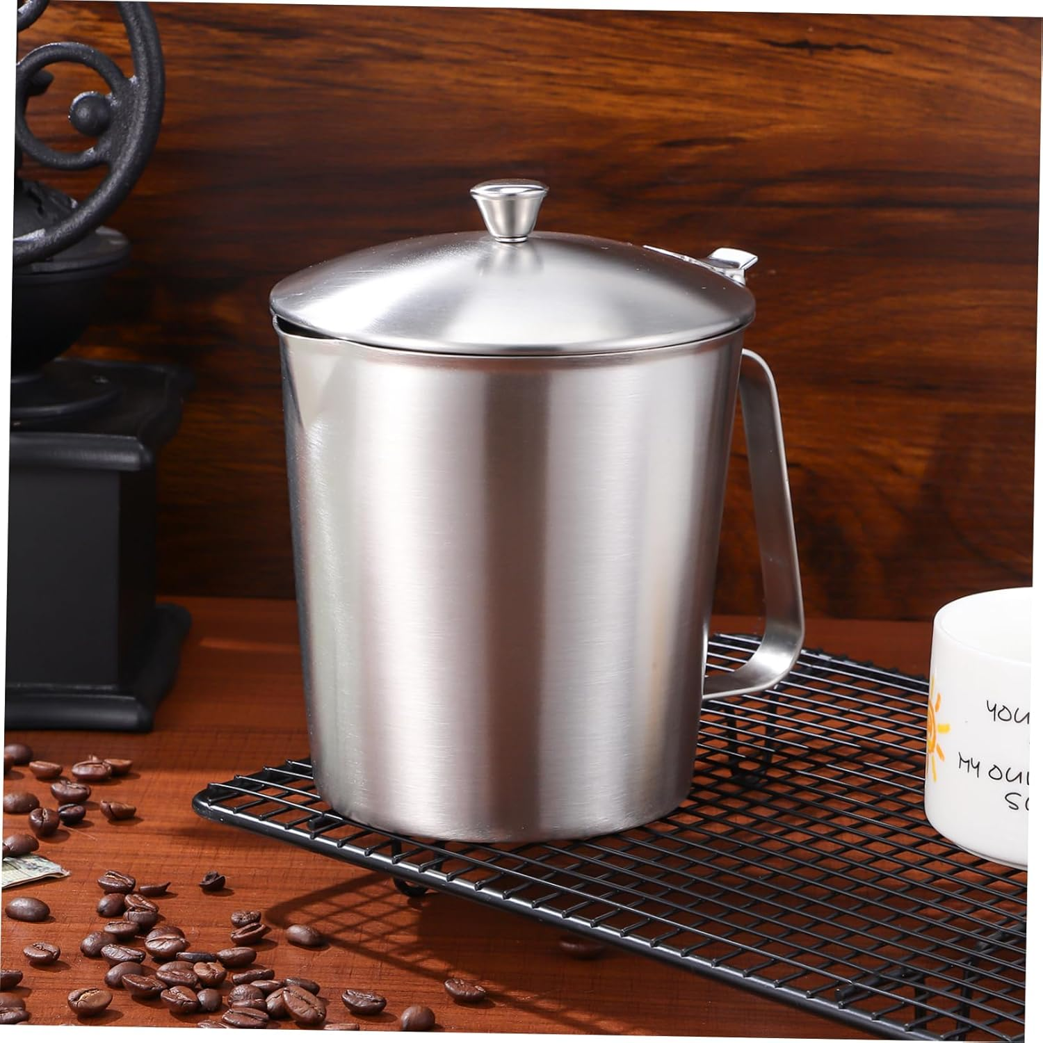 BIUDECO Stainless Steel Measuring Cup Lid for Espresso Latte Art Cup Milk Tea Pitcher Coffee image number 1