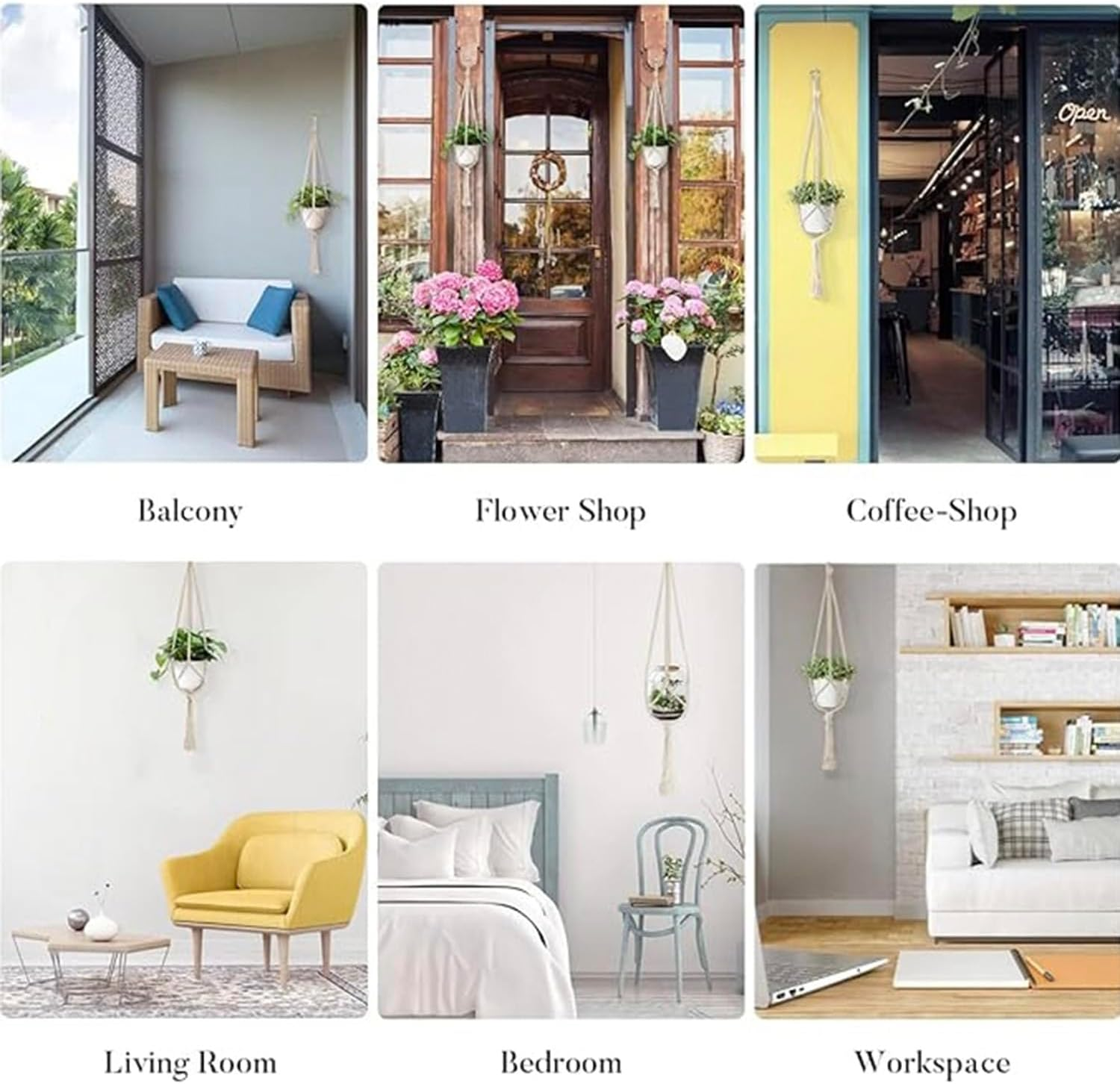 3Pcs Macrame Plant Hangers, Hanging Planter Basket, Boho Handwoven Cotton Rope Hanging Plant Holder, Ceiling Flower Pots Holder Decorative Stand for Indoor Outdoor Home Balcony Decor, Ivory image number 2