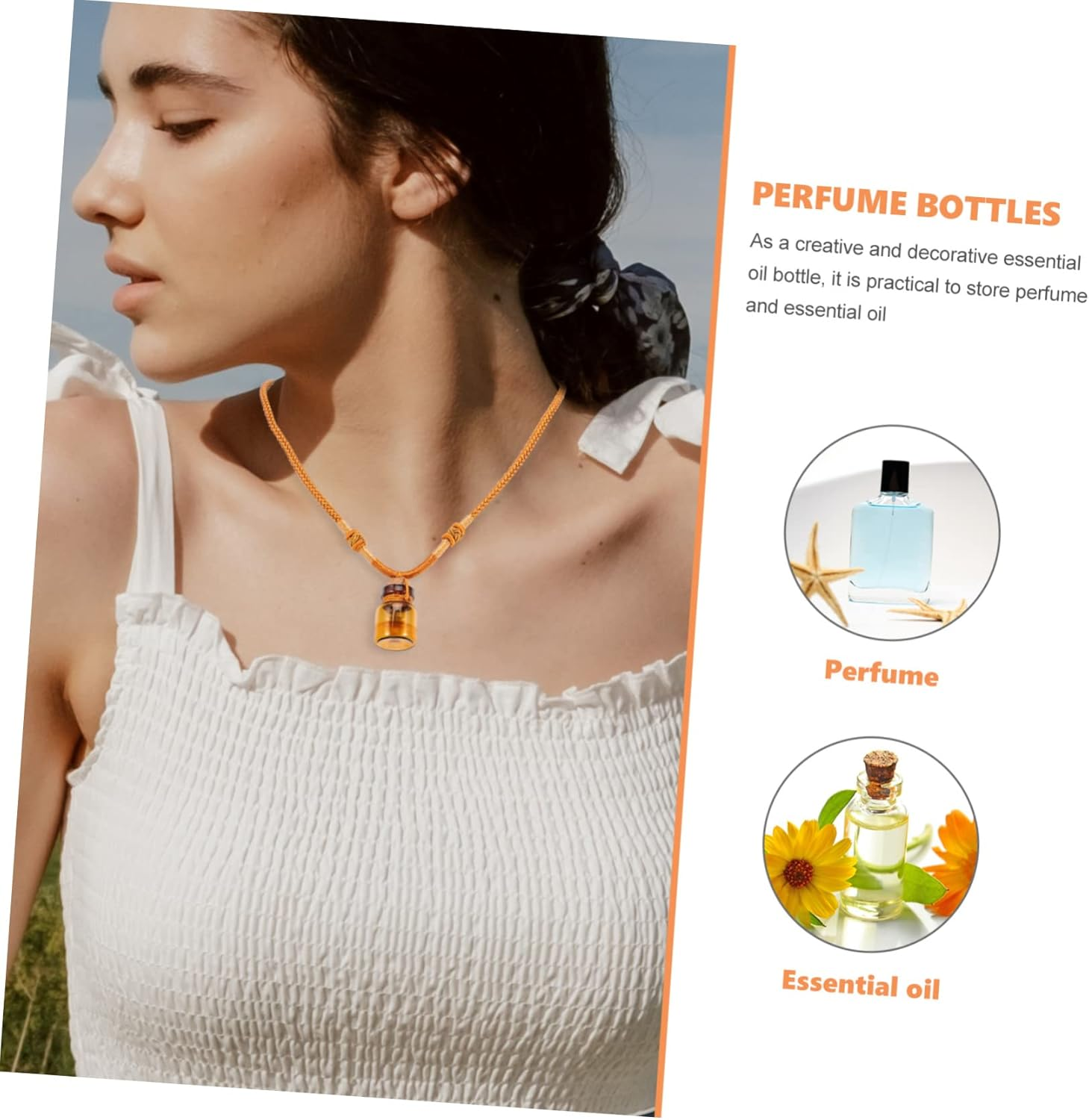 PLAFOPE 6Pcs Empty Perfume Bottle Essential Oil Pendants Creative Aroma Bottle Pendant Necklace image number 5