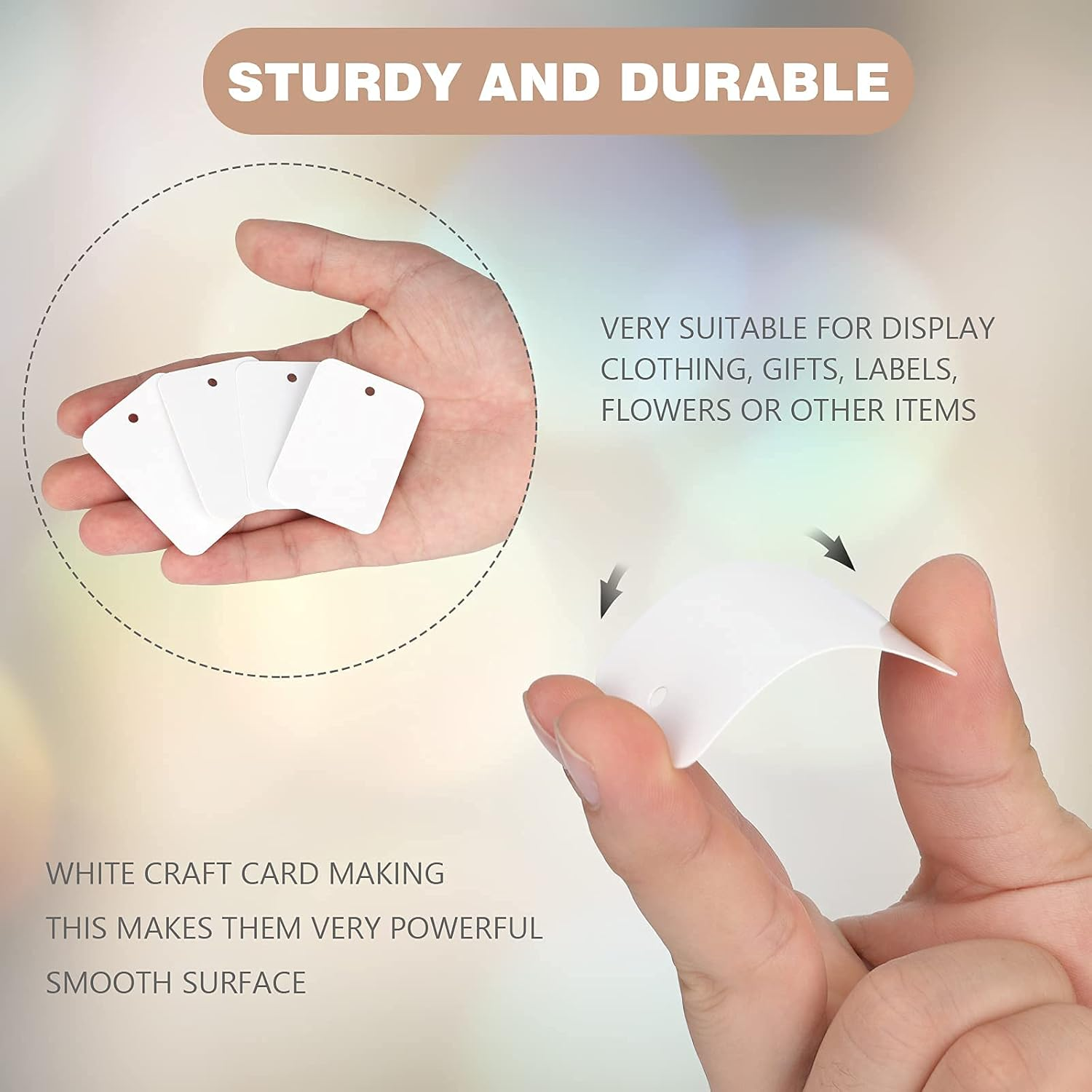 Jijacraft 1000Pcs Price Tags, White Clothing Tags for Retail, Small Kraft Paper Tags for Labeling Price, Size, Number, Writable Price Tags for Business Supplies Selling Jewlry, Clothes (1.9" X 1.4") image number 2