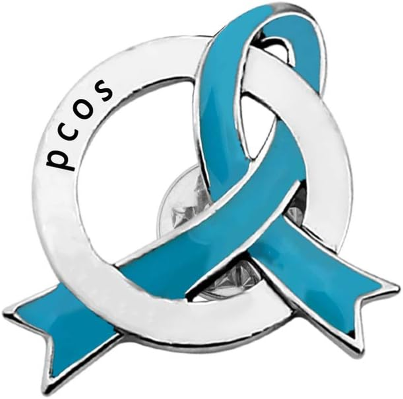 CENWA PCOS Gift Polycystic Ovary Syndrome Gift Teal Awareness PCOS Ribbon Pin PCOS Awareness Jewelry