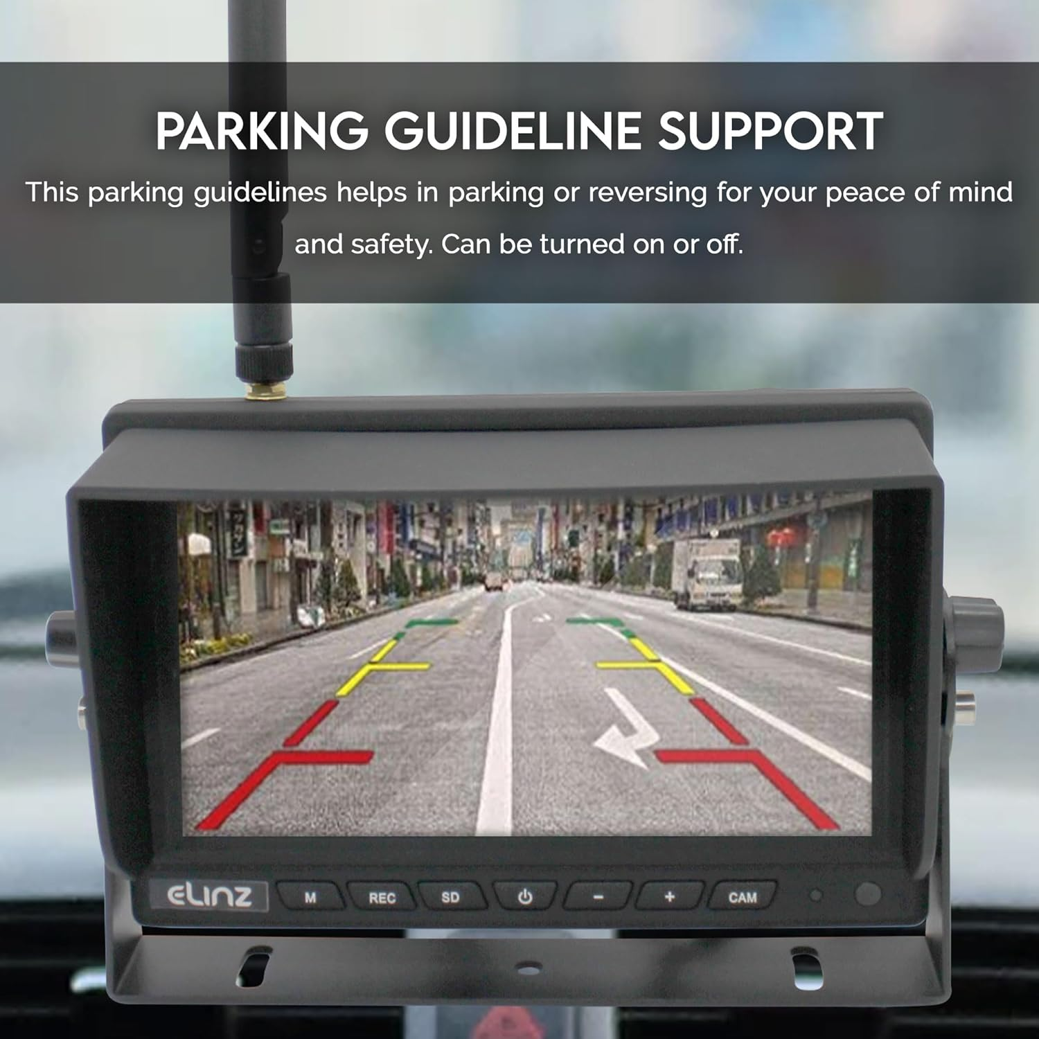 Elinz Wireless Reverse Camera 7" Monitor with 2 Reversing Camera Kit, Caravan, Truck, Bus, Trailer,Rv Splitscreen 2 Channels AV Inputs image number 2