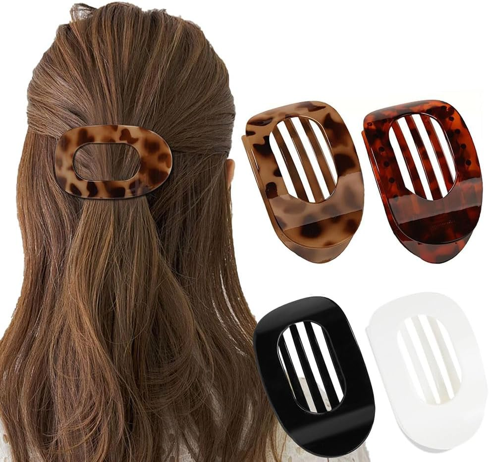 French Hair Clips for Women - Flat Curved Claw Barrettes with Strong Hold for Thick/Thin Hair, Classic Medium Hair Clips for Driving/Lying Down, Comfortable Stylish Hair Accessories (Matte)