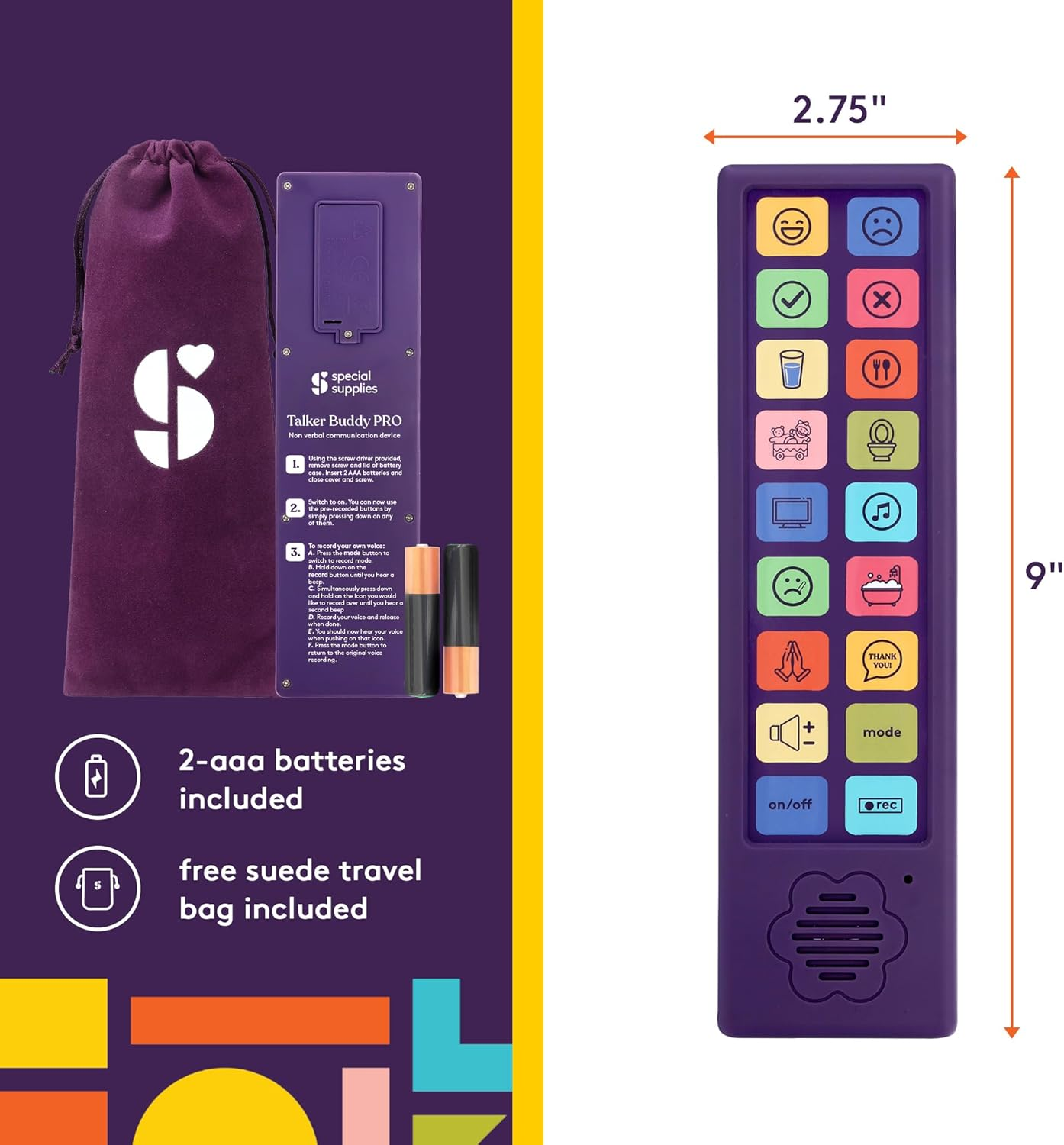 Special Supplies AAC Communication Device for Speech Therapy, Talker Buddy Communication Device for Non Verbal Kids & Adults, Autism Talking Aids for Home or School, Travel Bag, Recording Option image number 6