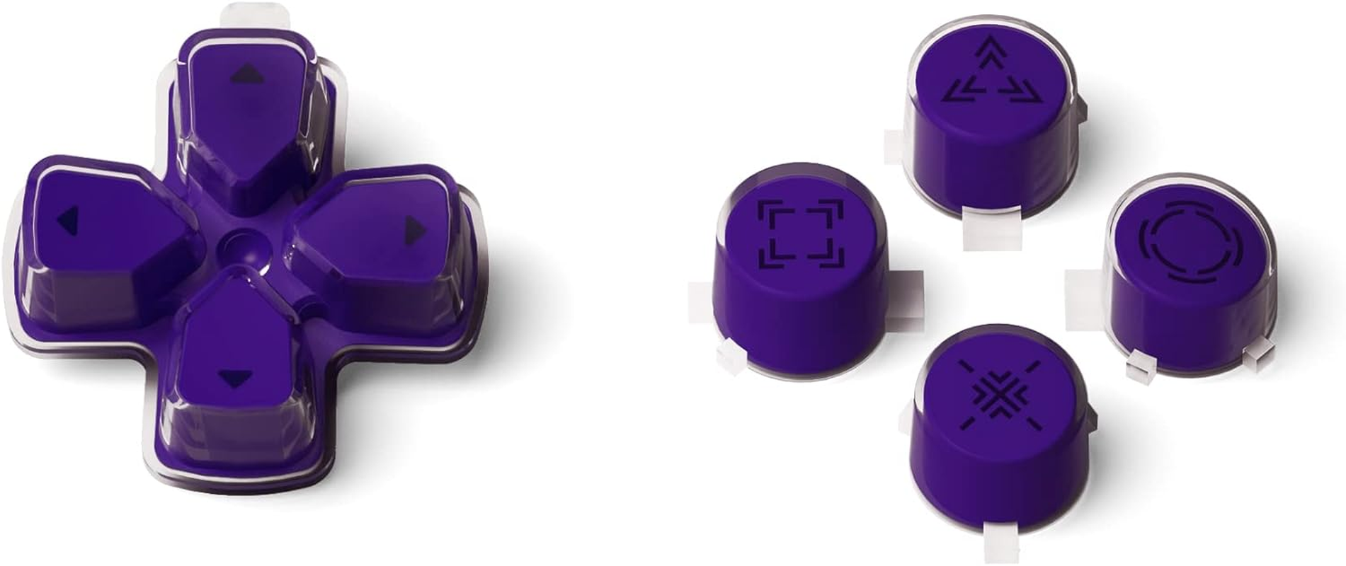 Extremerate Replacement Custom Dpad Action Buttons Three-Tone Purple & Clear with Redesigned Symbols D-Pad Face Buttons Compatible with Ps5 Controller image number 4