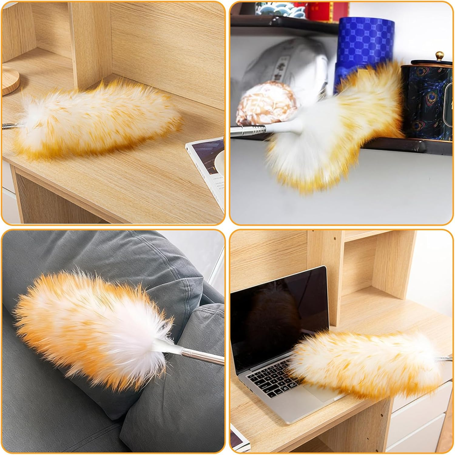 XTUDOU Lambswool Telescopic Duster Extendable up to 140 Cm Washable Duster Long Extendable Lambswool Duster Suitable for Ceilings, Furniture, Televisions, Offices image number 6