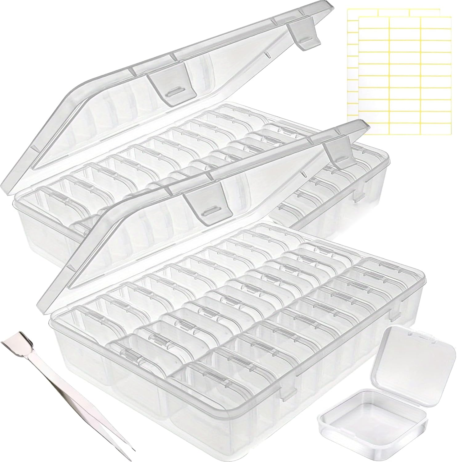 2 Pcs Bead Storage Containers,60 Pcs Small Plastic Containers with Lids,Bead Organizer Box,Bead Organizers and Storage for Jewelry,Bead,Earring,Hardware image number 4