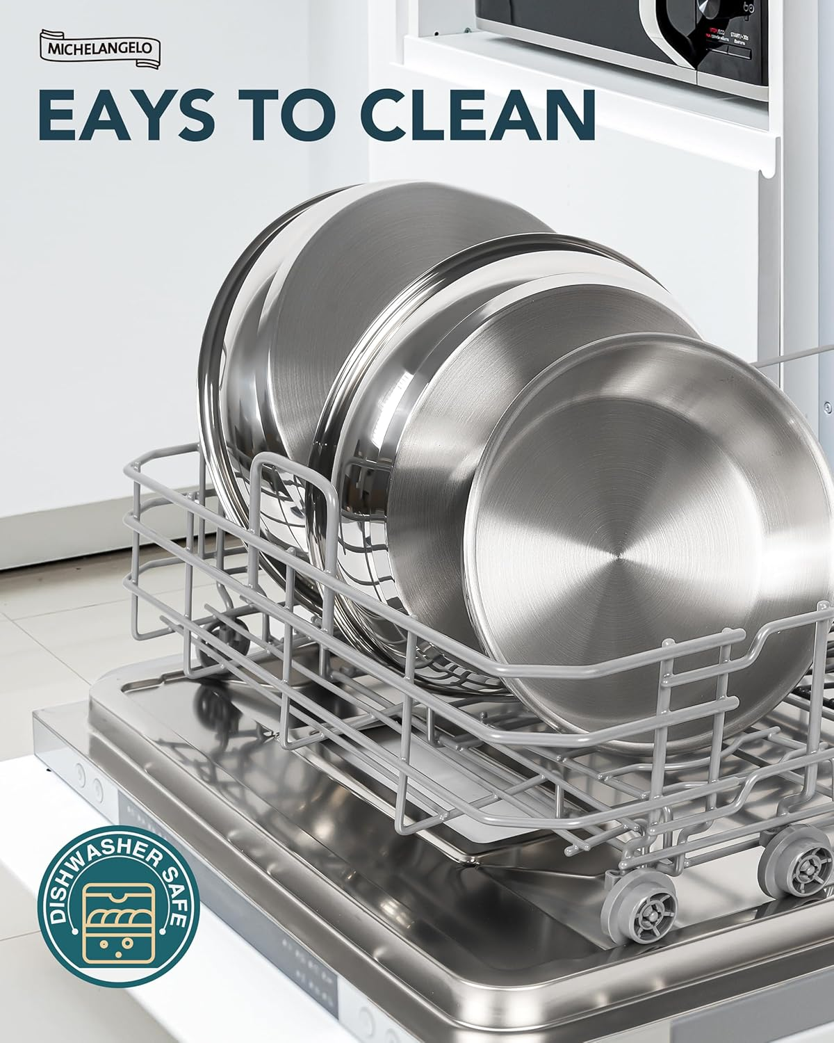 Michelangelo Stainless Steel Frying Pan Set, Cooking Pans with Removable Handle, Triply Base Stainless Steel Pan Set, Induction Compatible Skillet- 8" & 9.5" & 11" image number 1