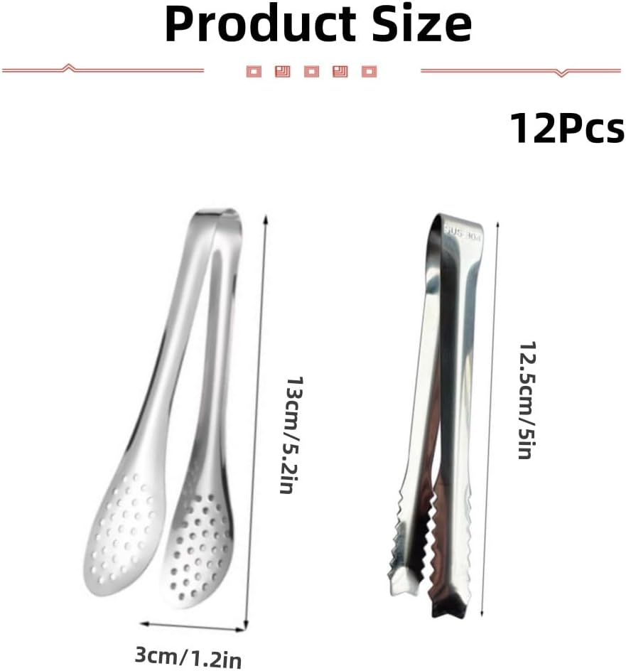 Jindizi 12 Pack Premium Small Serving Tongs, Stainless Steel Mini Tongs， Small Sugar Tongs Tiny Kitchen Tongs, Serving Appetizers Tongs for Party Coffee Tea Wine Ice Salad Desserts Etc. image number 5