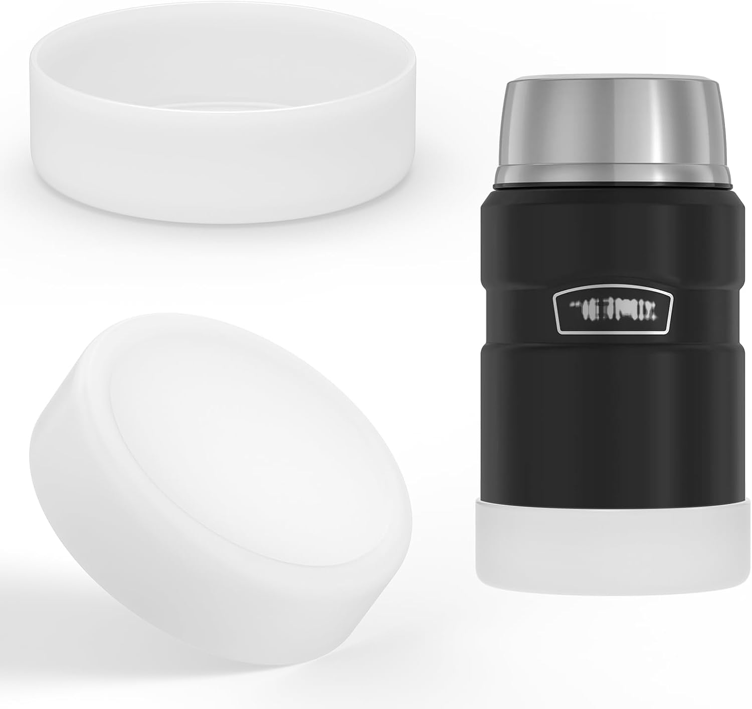 Linkidea 2 Pcs Silicone Food Jar Bottom Boot, Anti-Slip Bottle Bottom Sleeve Cover, Lightweight Bottle Bottom Boot Compatible with Thermos 24Oz, HYDRAPEAK, BIDAKID, Wolff (White) image number 3