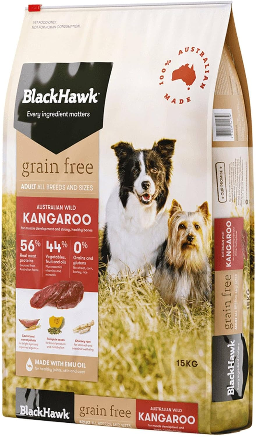 Black Hawk Adult All Breed Grain Free Kangaroo Dry Dog Food 15 Kg image number 4