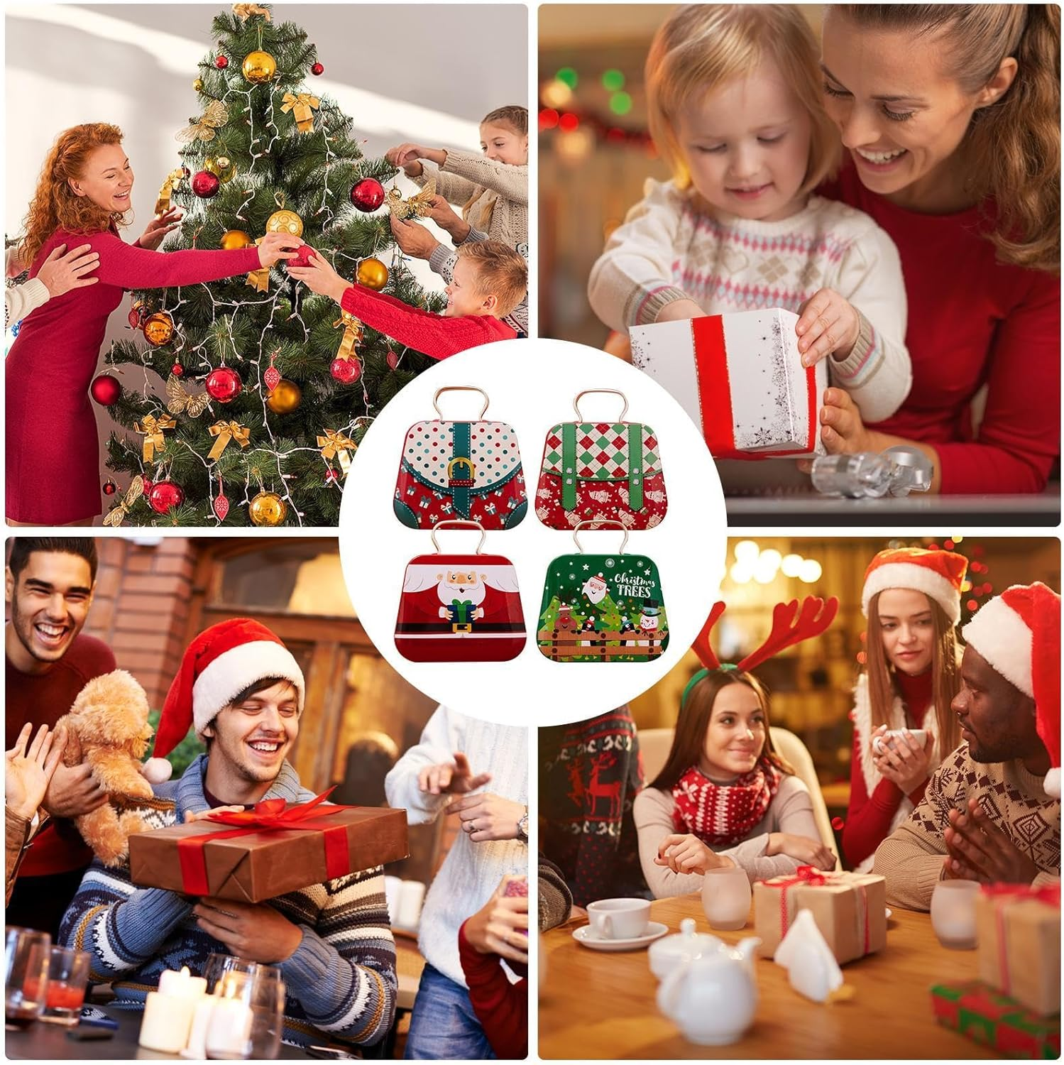 Empty Christmas Tins - Retro Tins Containers,Christmas Cookie Containers, Metal Nesting Containers, Food Storage Containers with Lids for Holiday image number 4