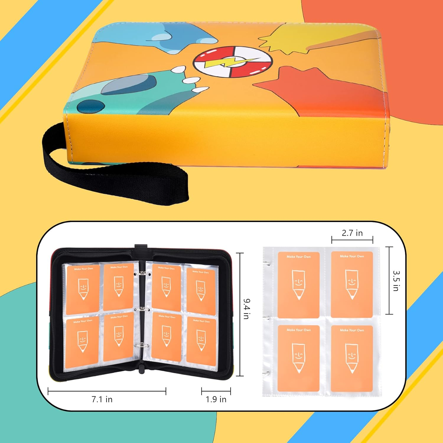 MGZNMTY Card Binder for Yoto Player Cards, Hold up to 96 Cards with Sleeves Binder 4-Pocket, Designed to Yoto Mini Cards Holder for Boys and Girls (Yellow) image number 6