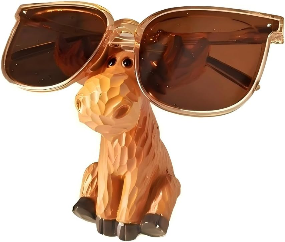 Deer Eyeglasses Holder & Desk Organizer &ndash; Resin Glasses Stand, Phone Stand, Cute Nightstand & Office Decor for Eyewear, Sunglasses, Keys, and Pens image number 5