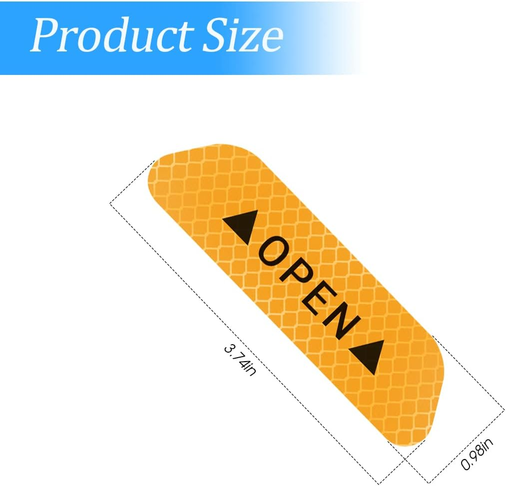 4PCS Reflective Open Warning Stickers for Car Door, Night Visibility Auto Safety Prompt Decals, 3.6 Inch Anti-Collision Protective Strip Tape, Car Accessories Universal for Truck, SUV, Van (Yellow) image number 4