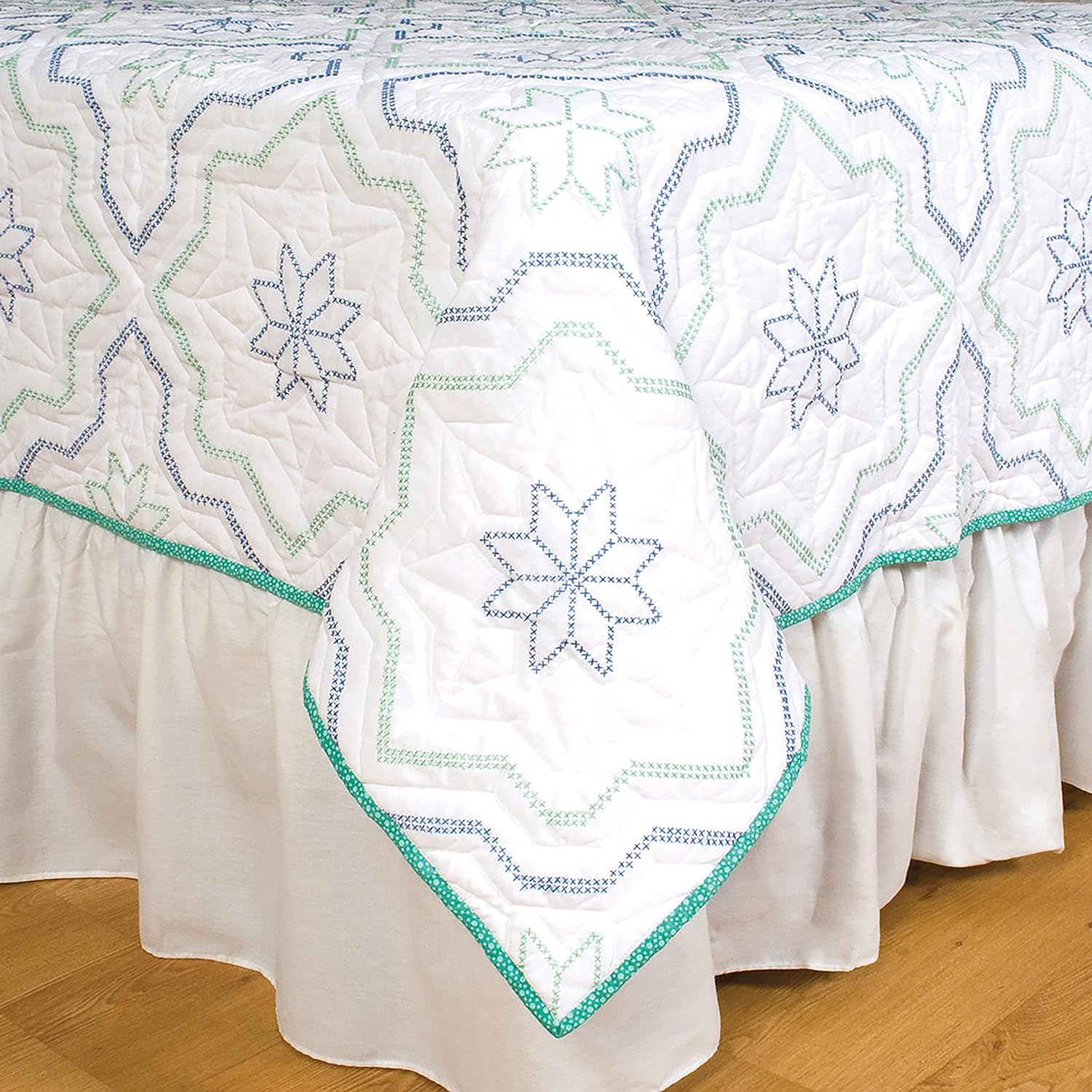 Jack Dempsey Needle Art 732762 Interlocking Cross Stitch Star Quilt Blocks, White image number 1