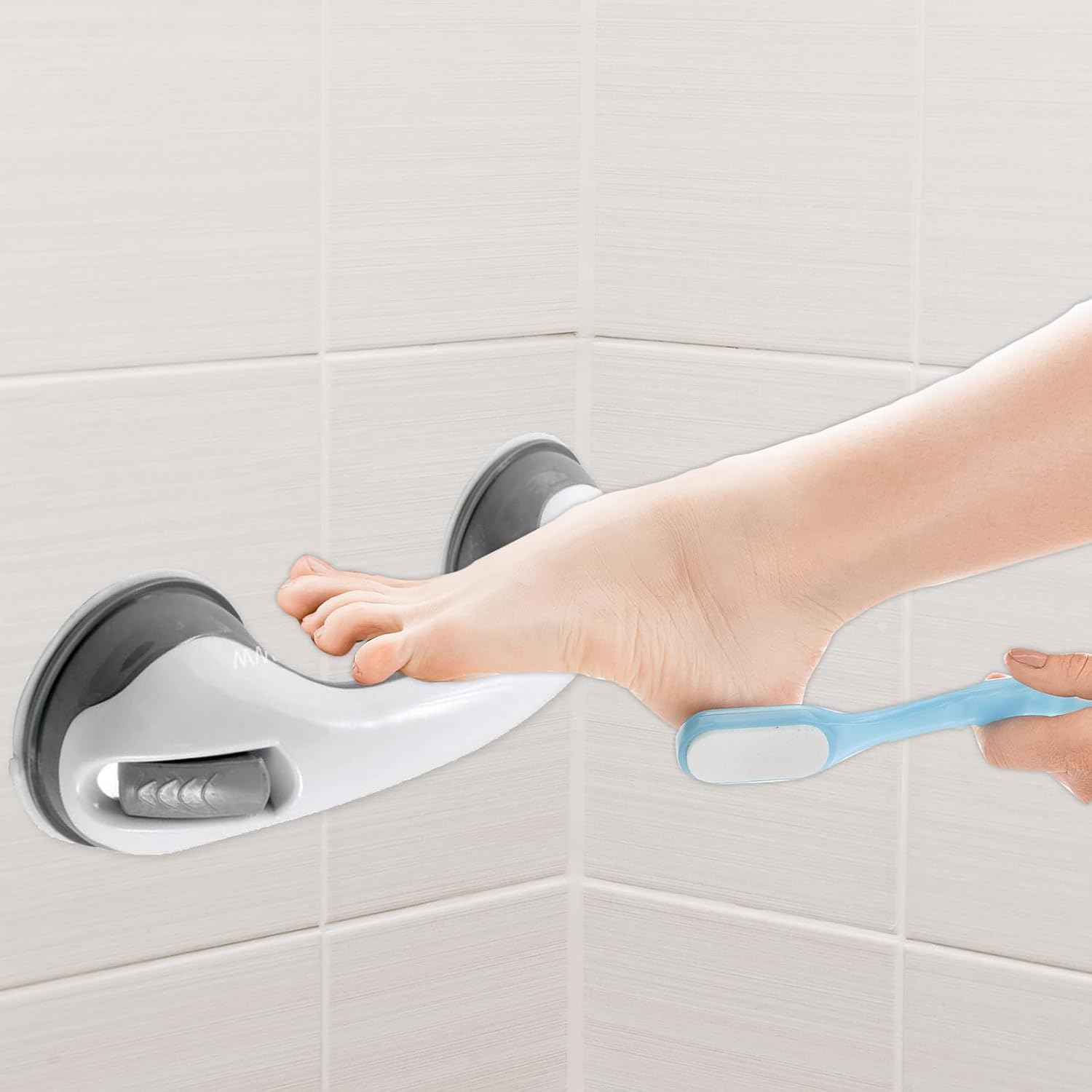 Jrusmr Wall-Mounted Shower Foot Rest-Pedicure Stool for Shaving Legs with Strong Suction Cups-Ideal for Small Showers-Balance Assist for Tile, Glass, and Hard Plastic Surfaces