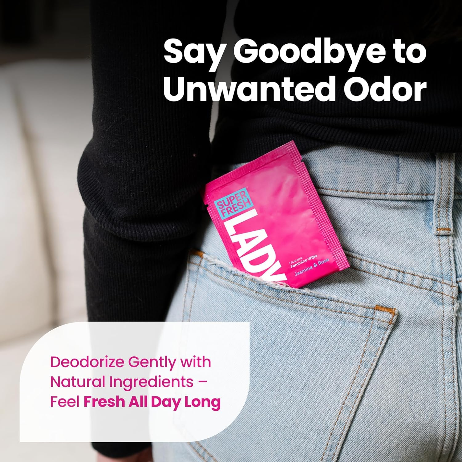 Super Fresh Lady Parts Feminine Wipes Flushable Ph Balanced Wet Wipes for Women Safe for Privates Body Booty and Face Perfect for Travel Daily Intimate Hygiene Stay Fresh Anywhere Pack of 20 Wipes image number 1