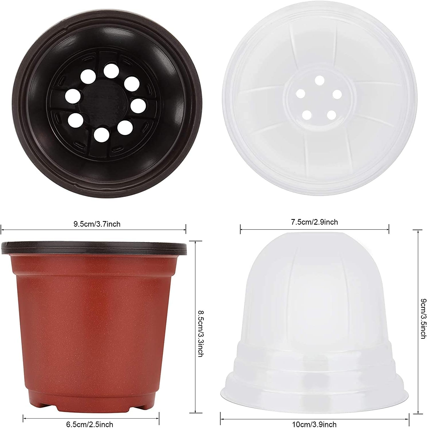 MIXC Plant Nursery Pots with Humidity Dome 4" Soft Transparent Plastic Gardening Pot Planting Containers Cups Planter Small Starter Seed Starting Trays for Seedling with 10Pcs Plant Labels，30 Sets image number 5