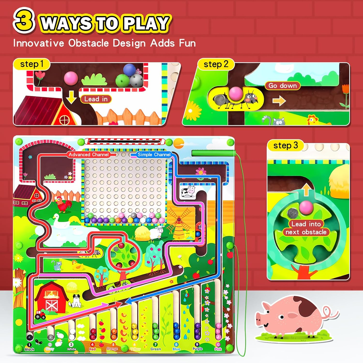 Magnetic Color and Number Maze, Color and Number Puzzles Toys Puzzles for Kids Learning Toys, Montessori Toys Preschool Learning Activities, Magnetic Beads for Kids