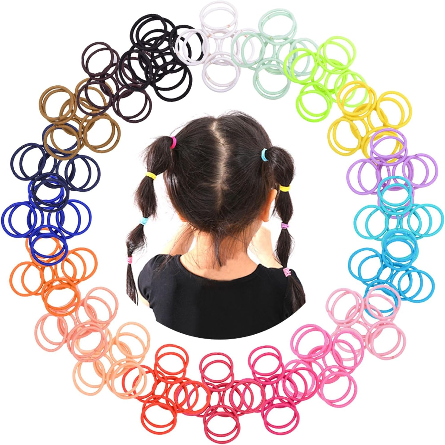 JOVALA 200 PCS Small Baby Hair Ties Ponytail Holders Hair Ties,1 Inch Multi Colors Mini Hair Holders Baby Girls Kids Elastic Rubber Bands for Toddlers Infants Kids Hair Accessories image number 5
