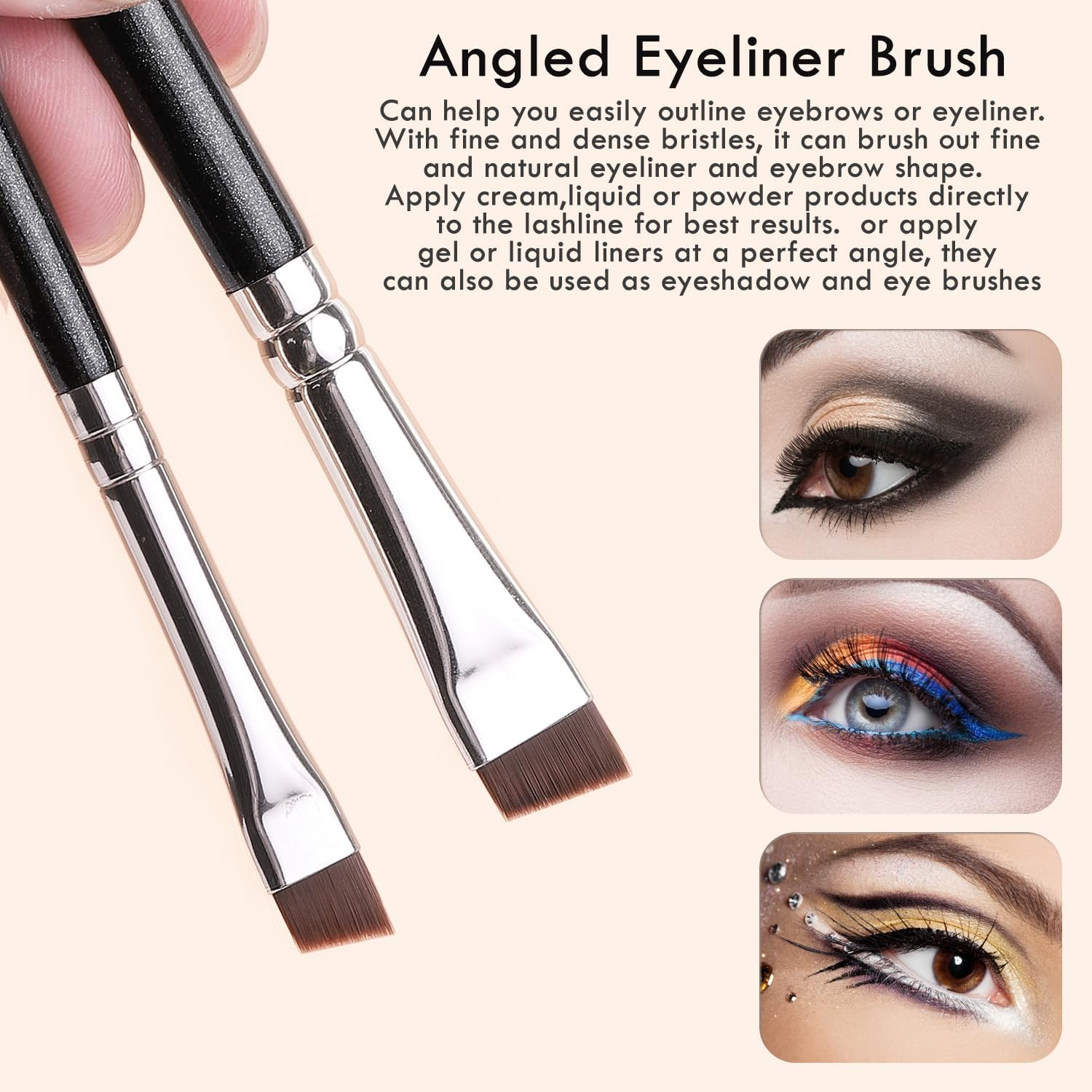 KINGMAS 7Pcs Eyeliner Brush Set, Angled Flat Gel Eye Liner Makeup Brushes, Ultra Thin Liner Brush, Fine Point Eyeliner Brushes for Women Girls image number 1