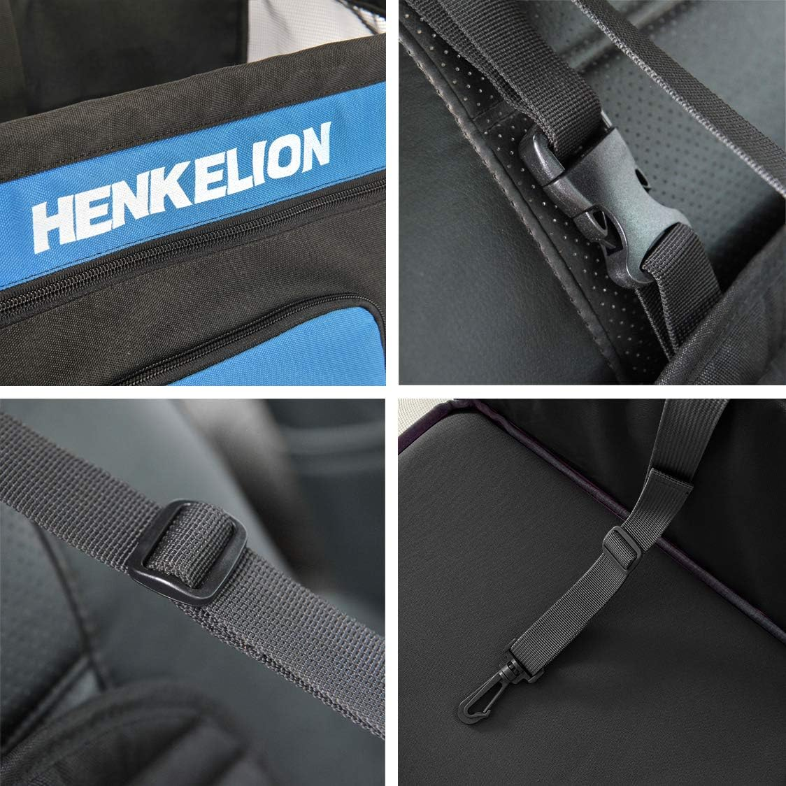 Henkelion Upgrade Dog Booster Seat Car Seat for Dogs Reinforce Waterproof Portable and Breathable with Seat Belt Clip-On Safety Leash and Zipper Storage Oxford Fabric for Travel Balck image number 5