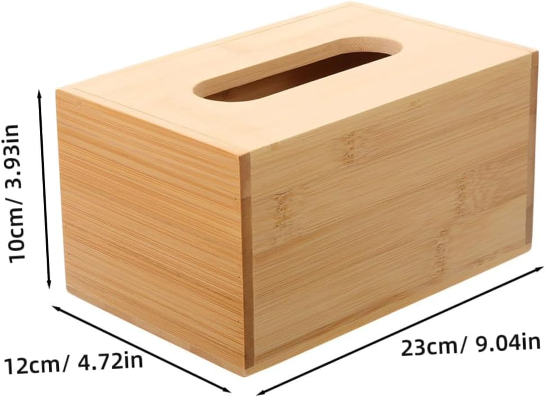 Luxshiny Bamboo Tissue Box Holder Reinforced Flip Lid 23.7X12X8.2Cm Large Wet Wipes Case Tissue Paper Storage Box for Home Office Bedroom image number 5