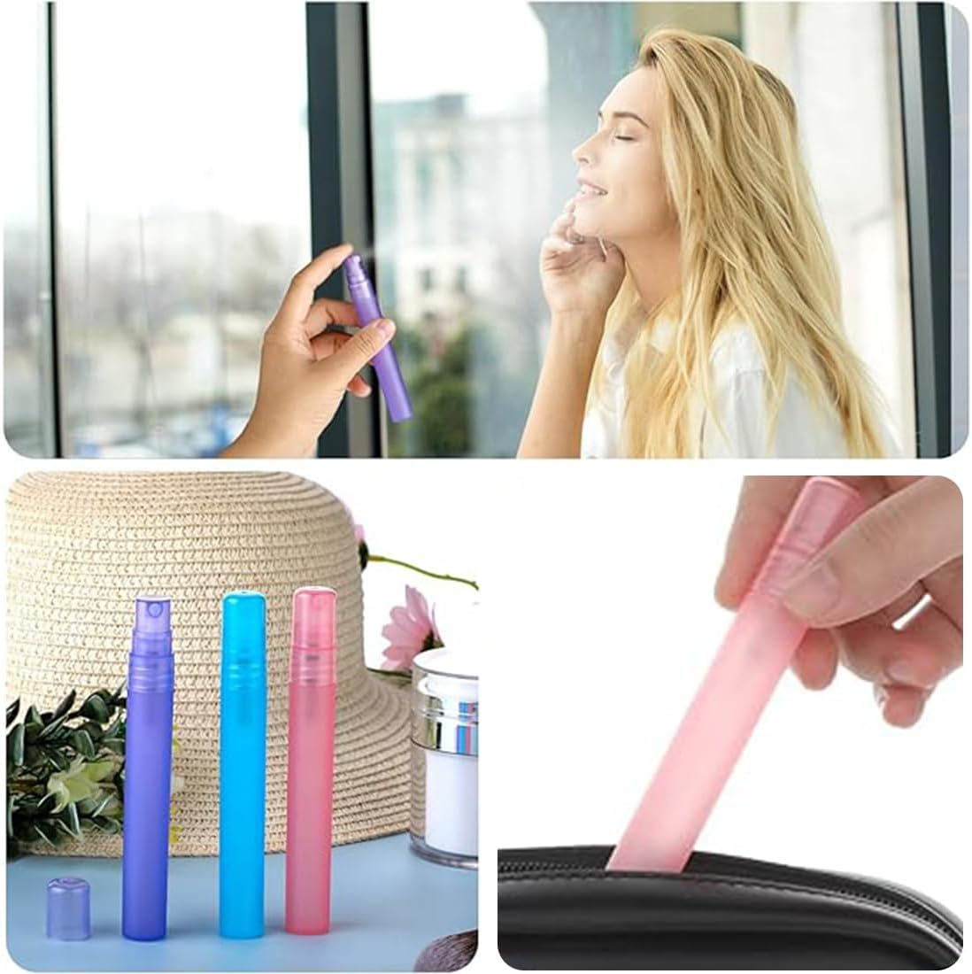 XUZOPIM Pack of 10 Perfume Travel Bottle, Portable Perfume Refillable 10 Ml Spray Bottle Mini Plastic Perfume Atomiser Empty Travel Bottle Perfume Sample Bottles for Travel Going Out image number 1