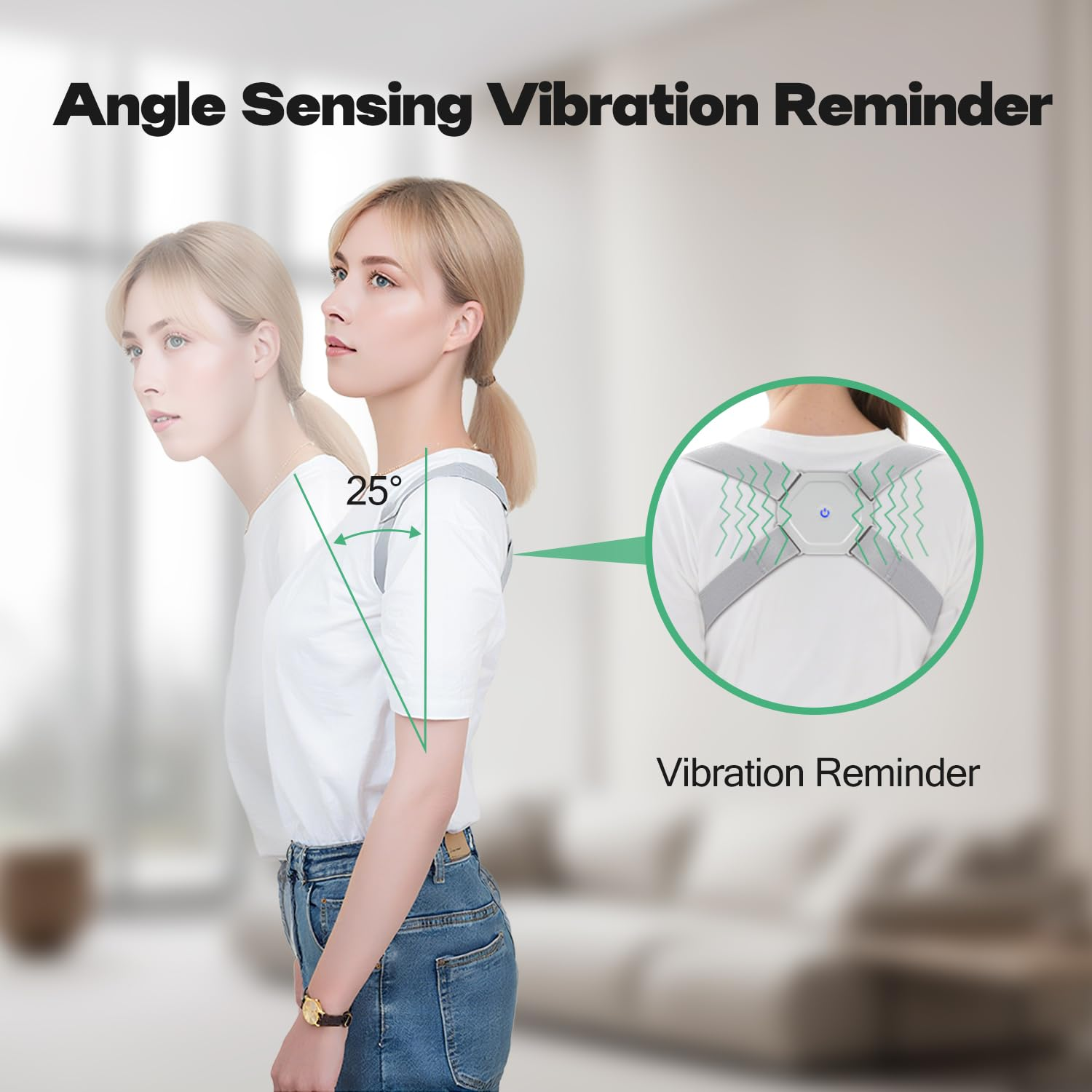 WEKUBA Posture Corrector - Adjustable Back Brace for Kids & Adults, Smart Vibration Alert, Rechargeable Design, Supports Healthy Sitting & Standing Posture, Helps Prevent Hunchback & Nearsightedness image number 6