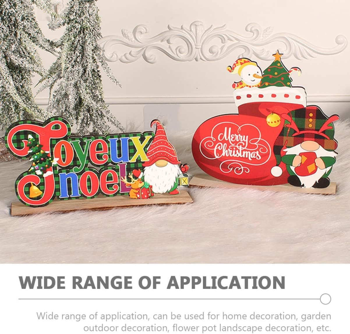 6Pcs Adorable Gnome Decorative Christmas Decors Wooden Ornaments Cartoon Desk Crafts Home Accessory Compact Xmas Decor for Table Display image number 4