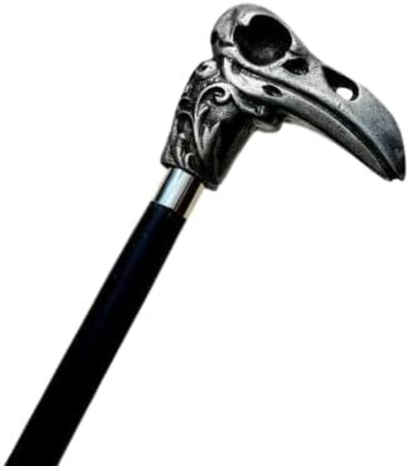 Raven Skull Handle with Black 2 Fold Wooden Walking Stick Made from Metal Best Durable Heavy Reavn Cane for Reavn Lovers image number 3