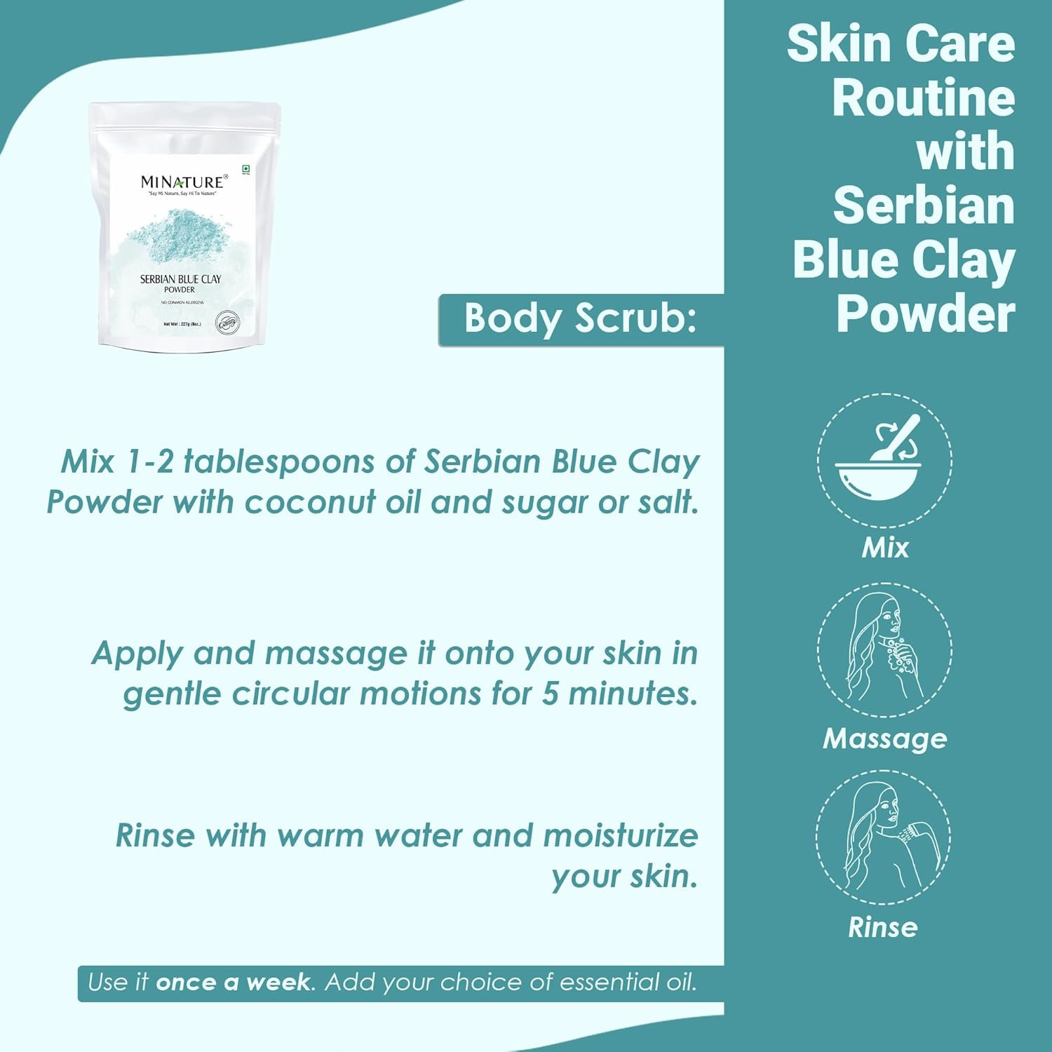 Mi Nature Serbian Blue Powder 100G (3.5Oz) |Cambrian Clay for Face Masks, Body & Hair Care|Face Masks & Hair Masks | Blue Powder image number 3