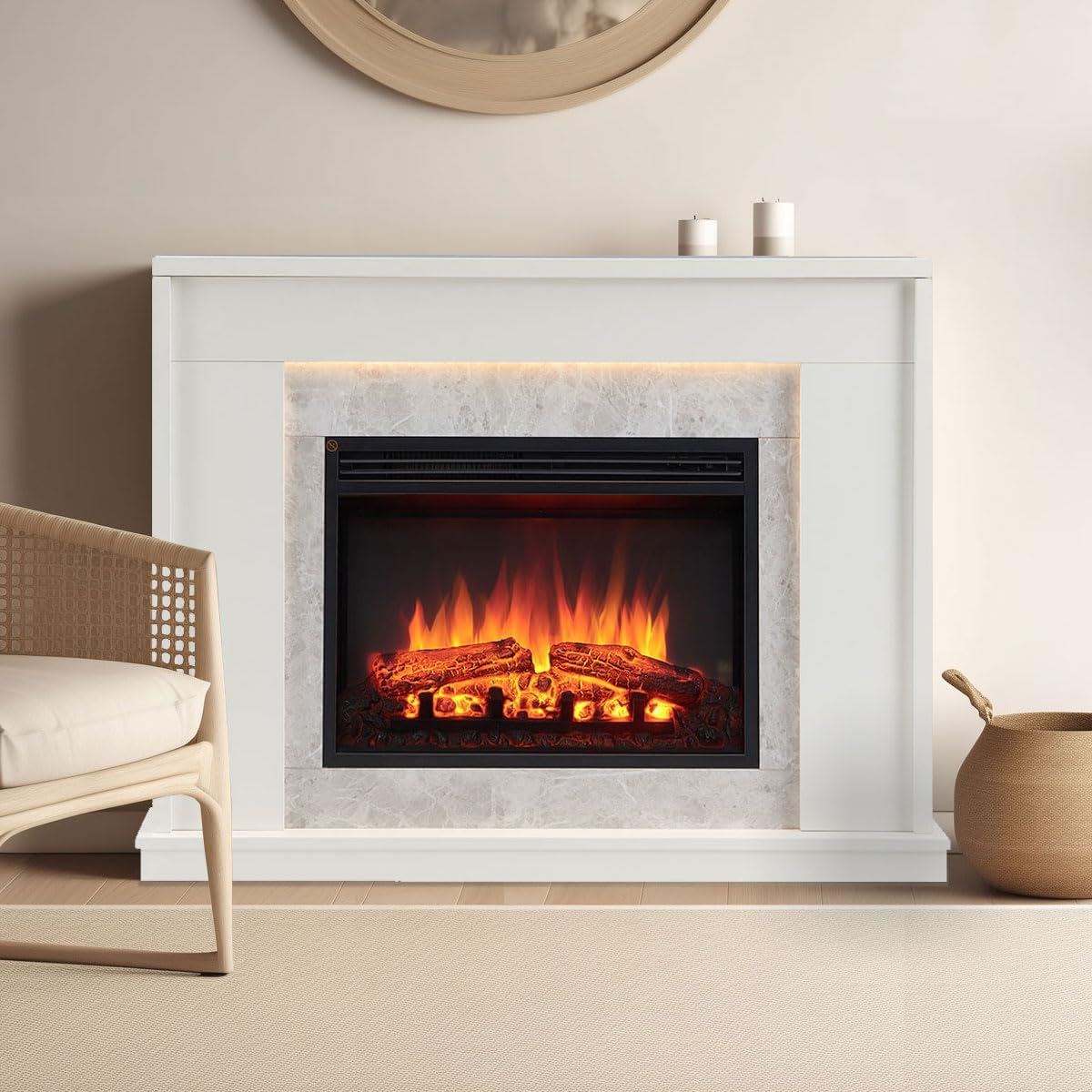 Modaliving Jade 2000W Electric Fireplace Heater White Mantel Suite image number 5