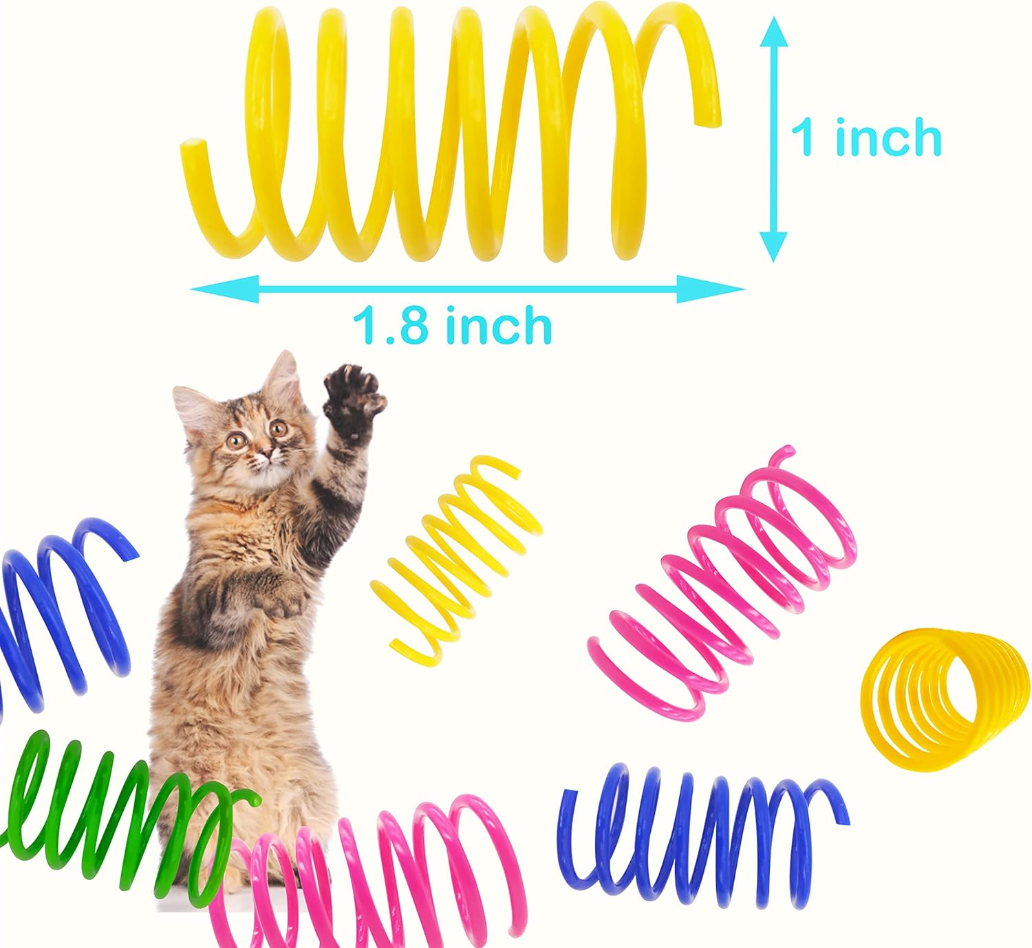 QUVOVID Cat Spring Toys 40 Packs Colorful Plastic Spring Coils Attract Cats to Swat, Bite, Cat Toys for Indoor Cats for All Breeds image number 2