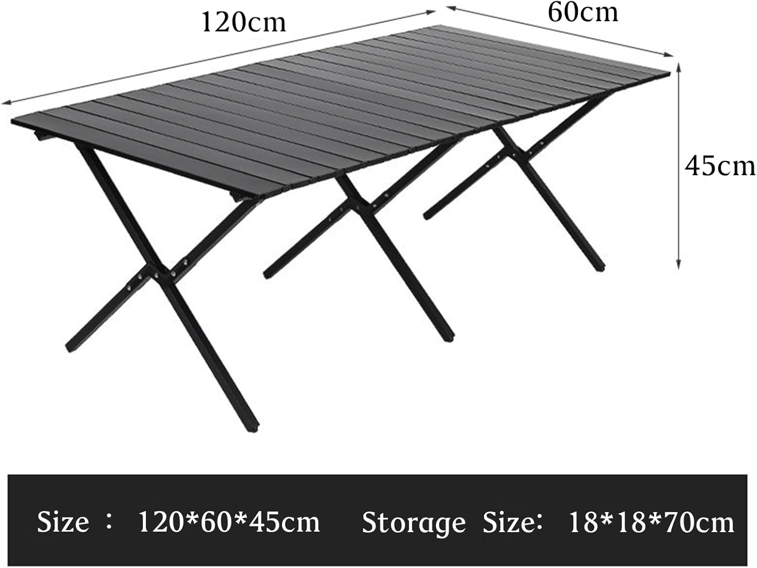 120Cm Portable Folding Camping Table, Outdoor Low Picnic Table, Carbon Steel Roll-Up Camping Table with Carry Bag, Lightweight Foldable Camp Table for Beach,Party, Patio, BBQ, Travel, Backyard image number 5