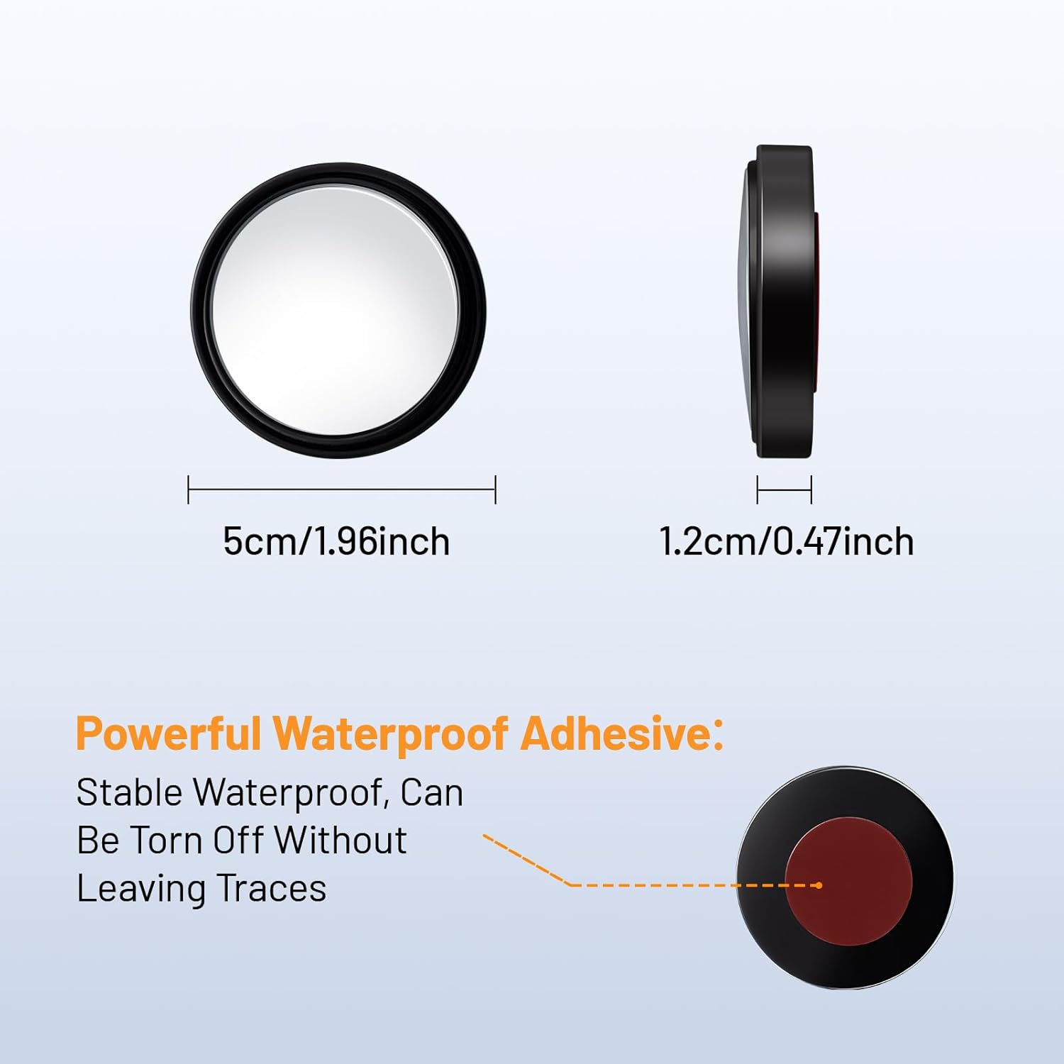 Blind Spot Mirror,2" round HD Glass 360&deg;Wide Angle Adjustable Blindspot Mirror,2Pcs Convex Car Side Mirror for Cars SUV and Trucks image number 2