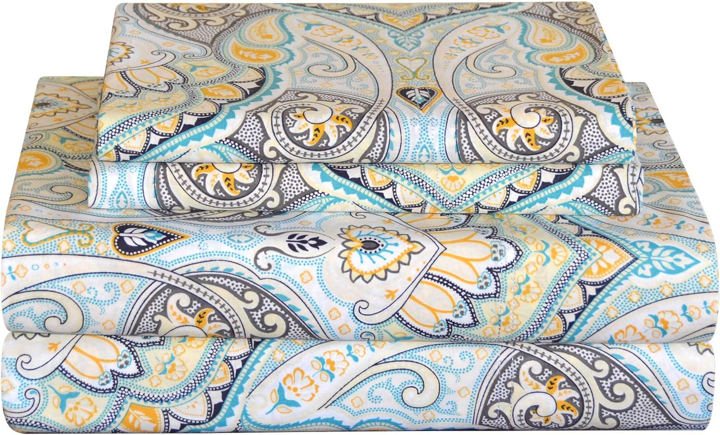 Pointehaven Bedding 3 Pieces Twin XL 100% Cotton Percale Sheets- Printed Bed Sheet & Pillowcase Sets- Soft Cotton Bed Sheets Set- Fits Mattress 18 Inches Deep Pocket (Twin XL, Cedar)