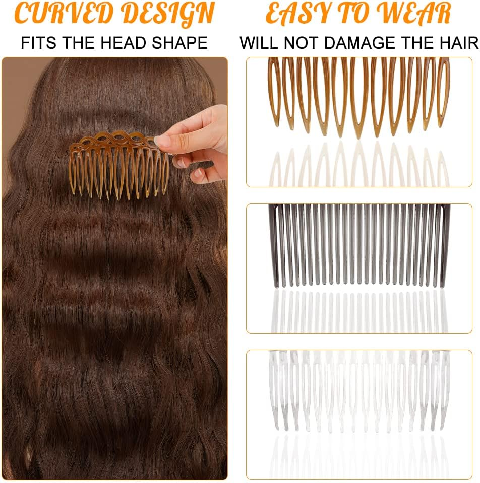 18 Pieces French Side Combs, Plastic Side Hair Twine, Decorative Comb with Teeth, Hair Combs, Hair Clips, Accessories for Women, Bridal, Wedding Veil, Girls, Thick and Fine Hair image number 5