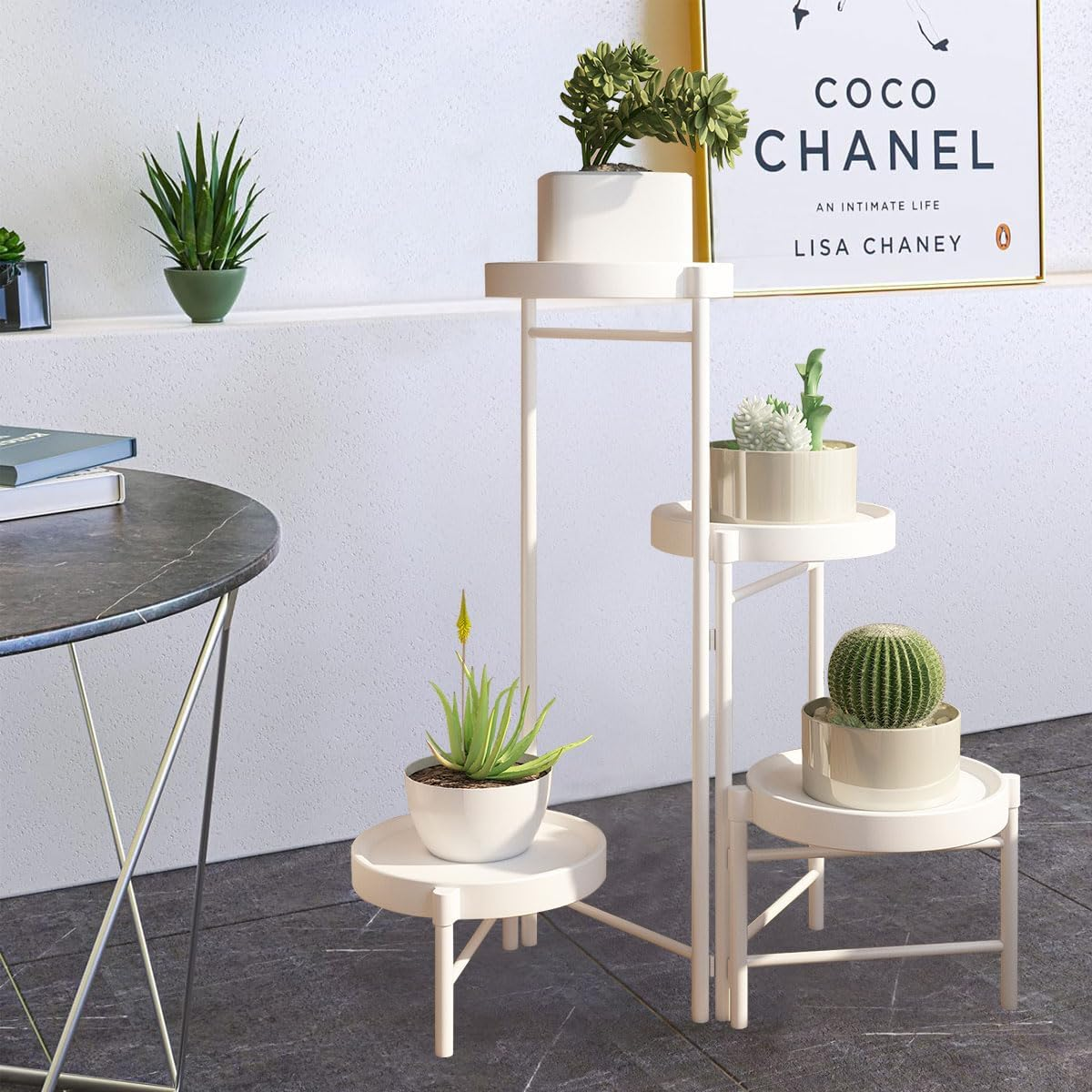 Plant Stand for Indoor, Foldable Corner Plant Shelf Plant Rack Organizer Flower Pot Planter Display Storage Shelf for Patio Garden Living Room image number 2