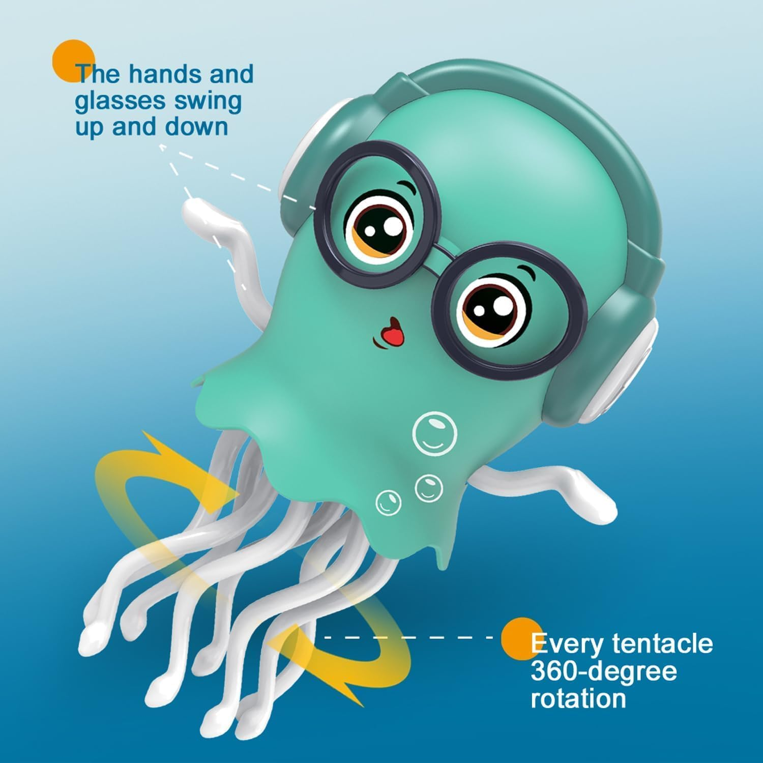 Dancing Octopus Toy, Crawling Dancing Automatic Obstacle Sensor Toys, Sensor Toy with LED & Music, Smart Interactive Auto-Wiggling Robotics for Indoor Play & Sensory Development (Yellow) image number 4