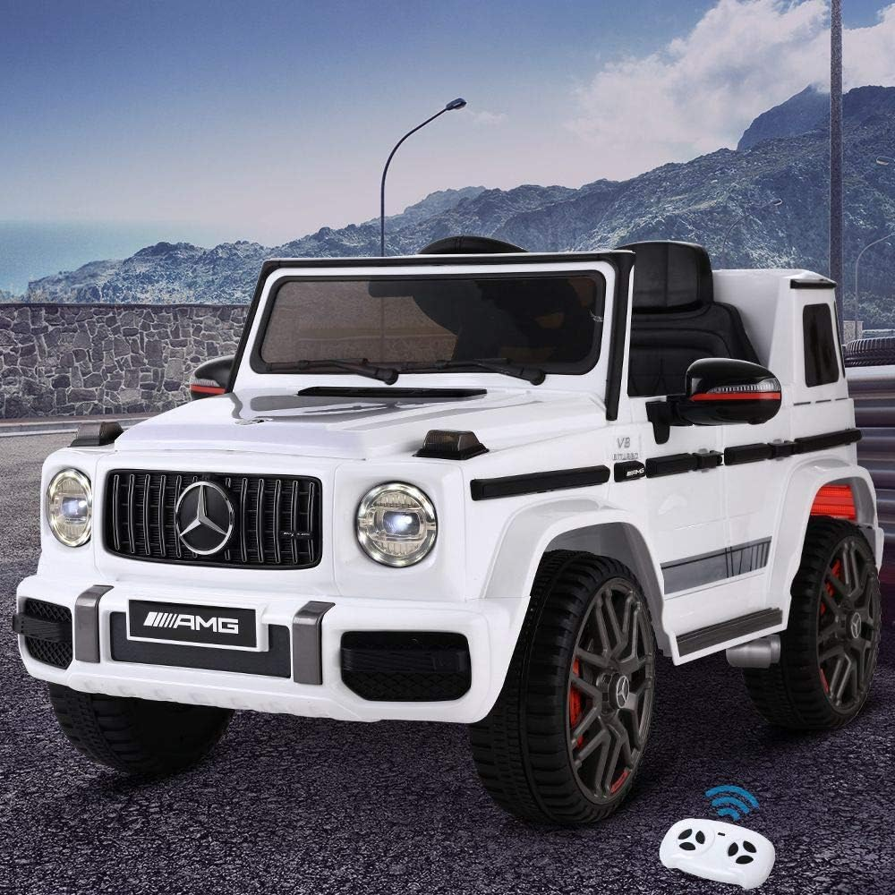 Mercedes-Benz Kids Ride on Car SUV, AMG G63 Licensed Remote Control 12V Battery Built-In Music 30Kg Capacity Safety Seat Belt Electric Cars for Toddlers Baby Walkers Little Tikes Kid Toy White image number 1