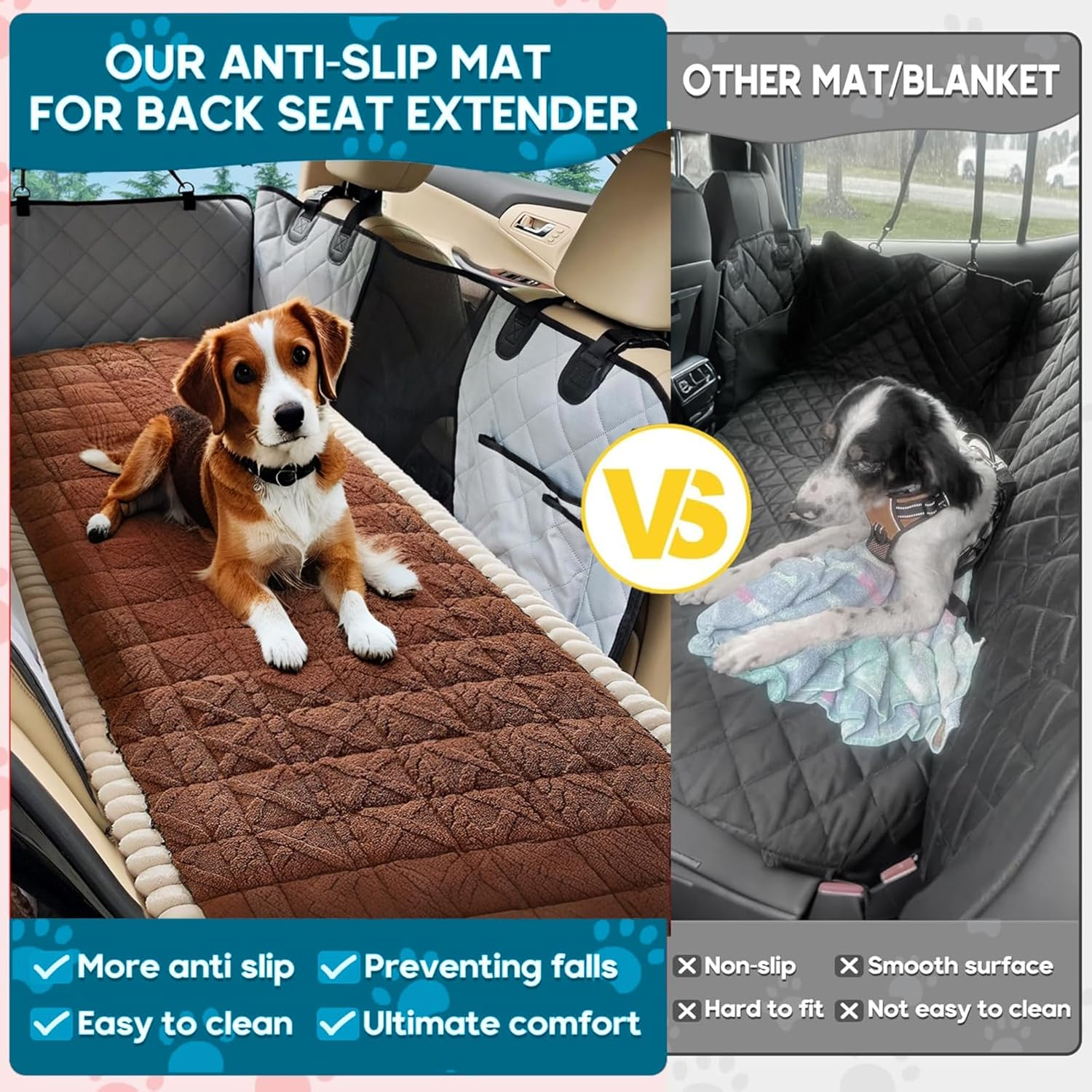 Backseat Pet Bed Mat, Plaid Dog Bed for Car Back Seat, Furry Cat Covers for Loveseats, Non-Slip Travel Dog Bed, Custom Fit for Backseat Extenders and Seat Covers (63X135 Cm) image number 2