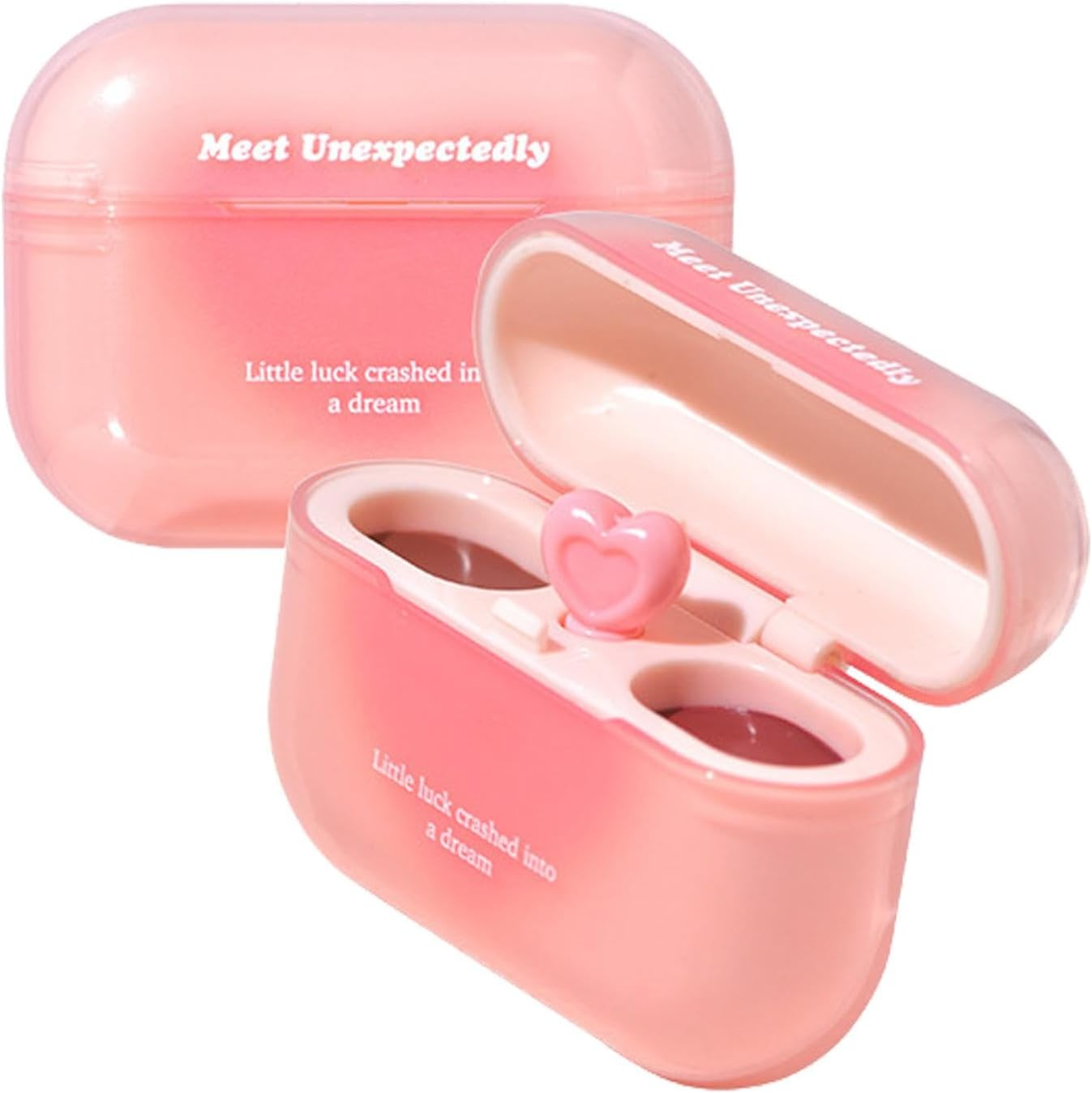 Girls Lip Gloss - Double Lip Gloss Tint - Earbuds Case Formed Lip Gloss Tint, Lipstick Balm with Heart-Shaped Applicator Long Lasting for Lip Care image number 1