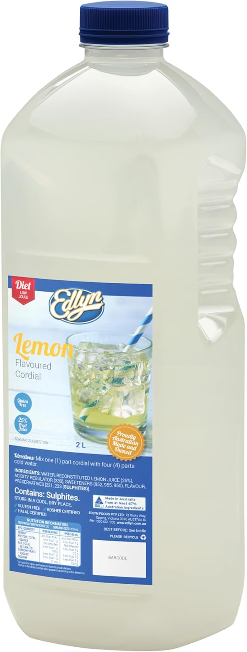 Edlyn Traditional Diet Orange Cordial 2 Litre image number 2