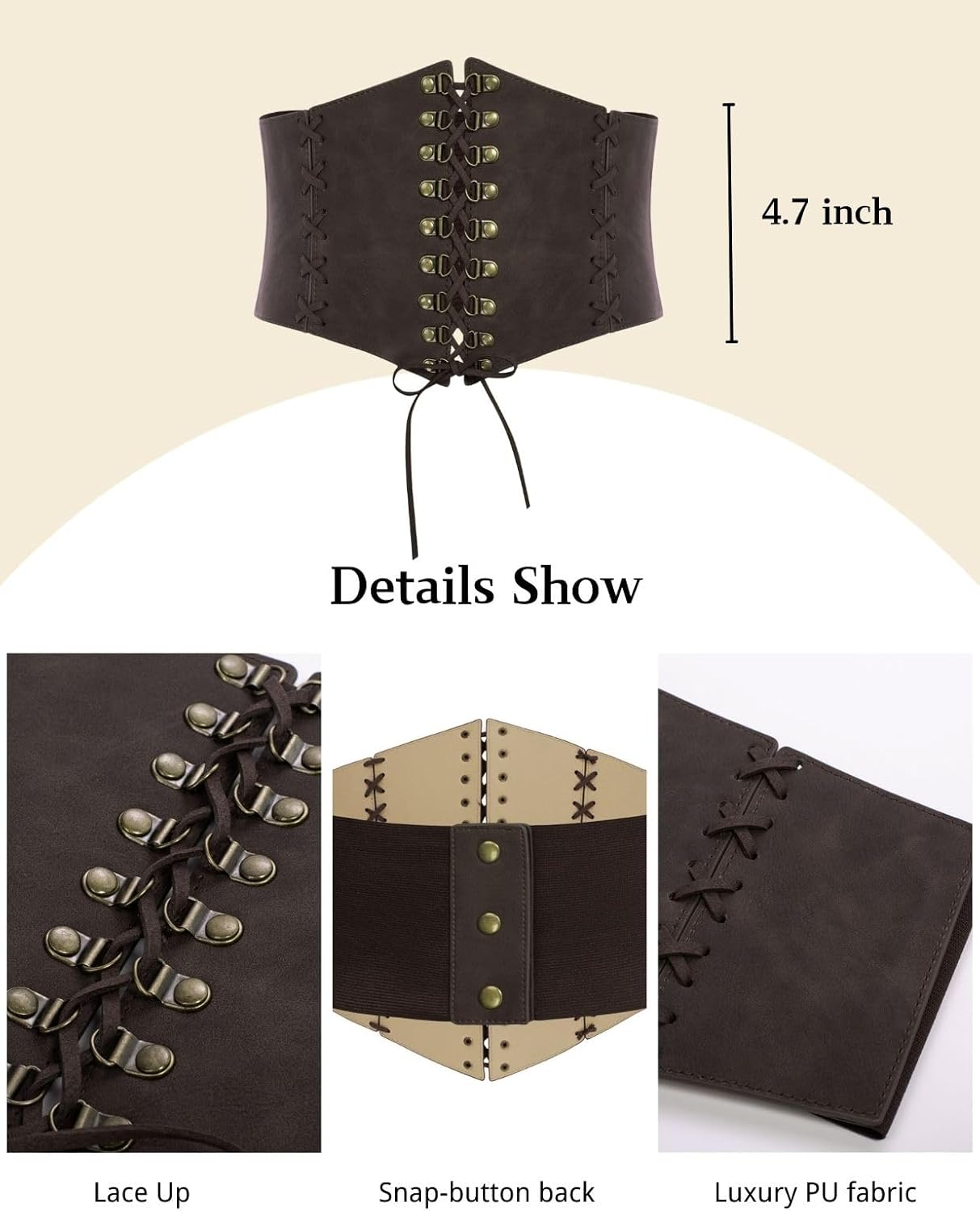 Scarlet Darkness Women Wide Belt Elastic Waist Belt Lace-Up Corset Belts for Dress image number 3