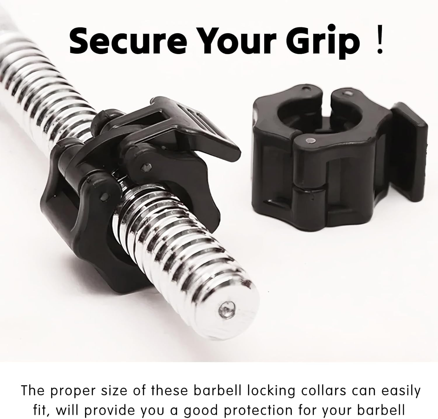 2 Pcs Premium Snap Clamp Set, Quick Release 1 Inch Barbell Clamps for Standard and Olympic Bars, Durable Carbon Barbell Clips for Weightlifting and Fitness Training