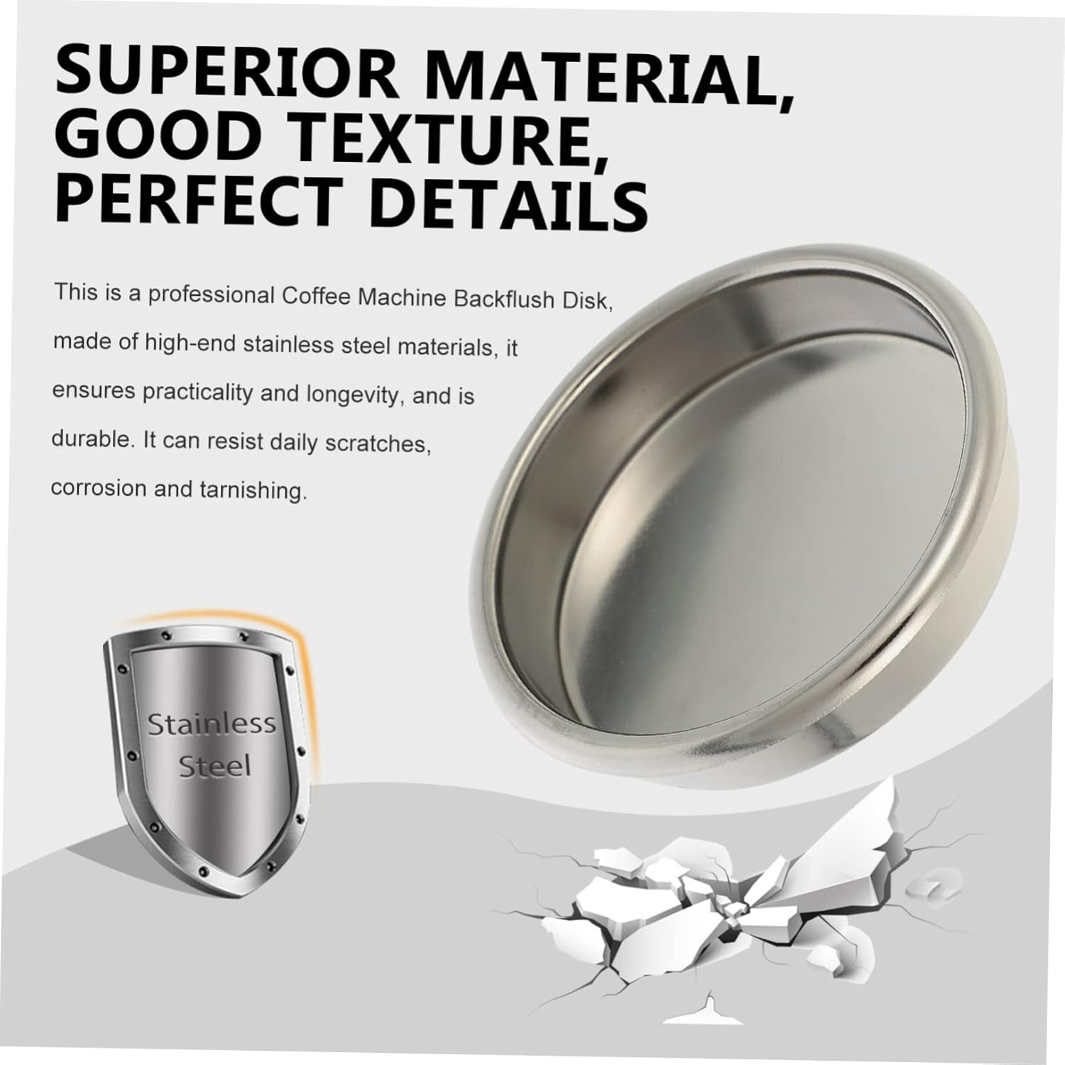 Ciieeo Stainless Steel Backflush Insert for Espresso Machines Blind Filter Disk Replacement for Semi Automatic Coffee Makers Coffee Accessory for Fine Taste image number 3