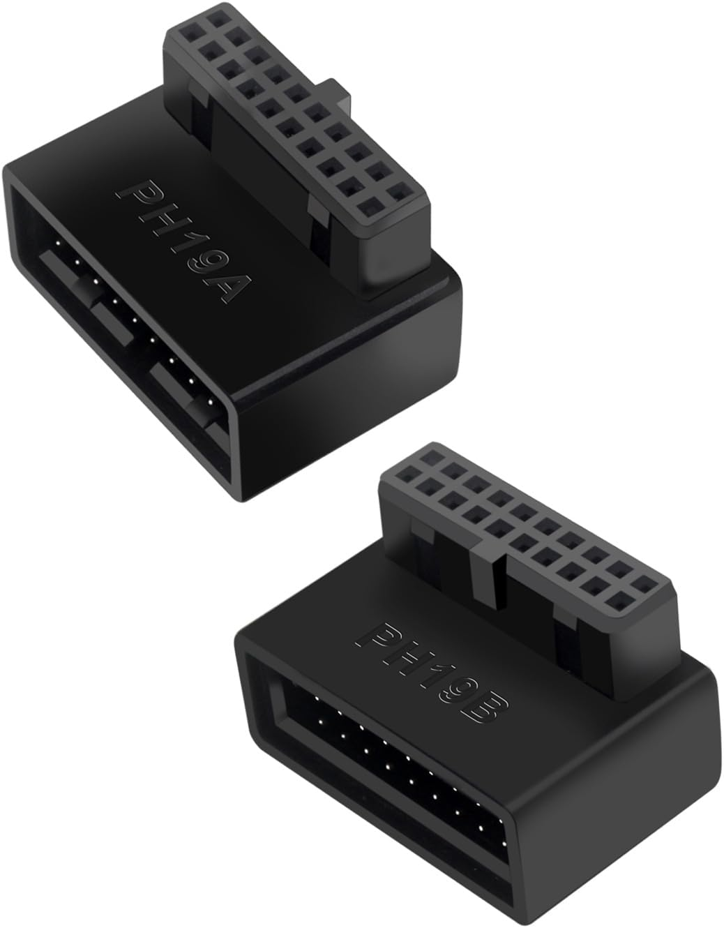 2PCS USB 3.0 90 Degree Motherboard Adapter 19 Pin/20 Pin Male to Female Extension Adapter L Turn Right Angle Socket for Computer Motherboard (1 up Angle & 1 down Angle) image number 4